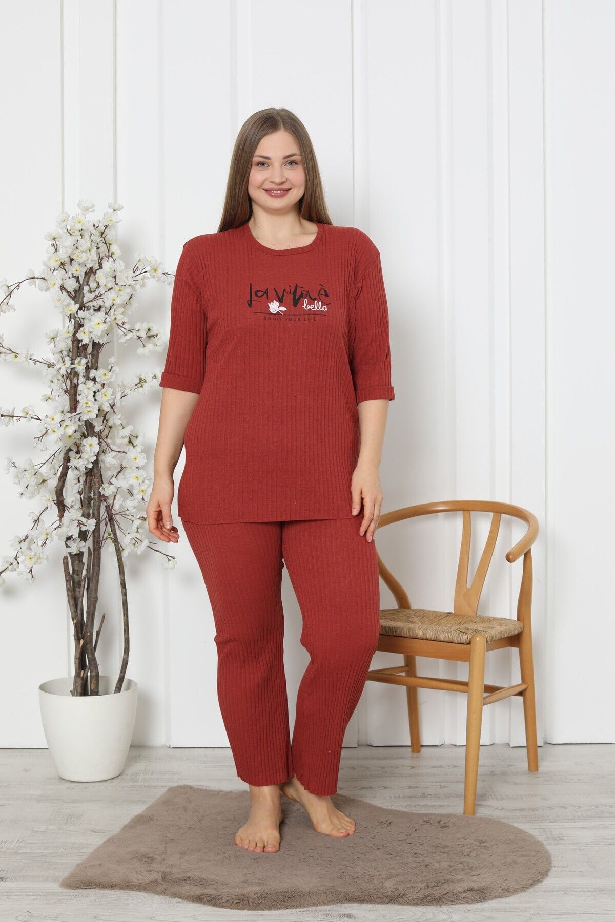 FAMES PİJAMA Büyük Beden Mevsimlik Rahat Pijama Takım