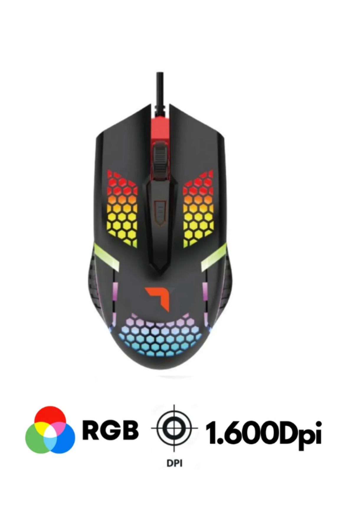 Hietech Kablolu Gaming Oyuncu Mouse Usb Argonomik Tasarım 1.600dpi Rgb Aydınlatmalı