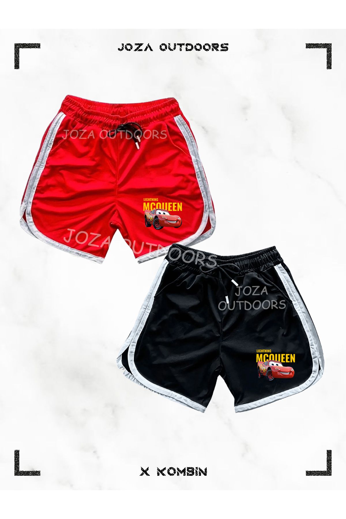 Joza Outdoors Mcqueen Baskılı File Basketbol Antreman Sporcu Şortu Çizgi Detaylı 2'li Set