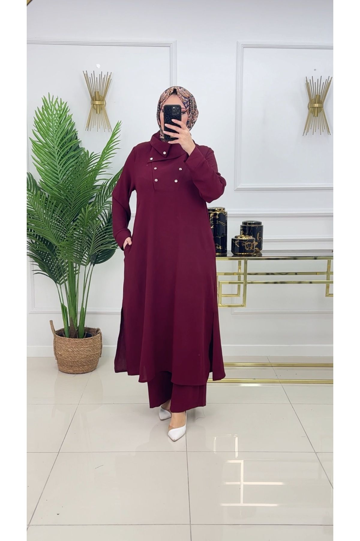 Enans Design Kadın Tesettür 2'Li Takım Tunik & Pantolon