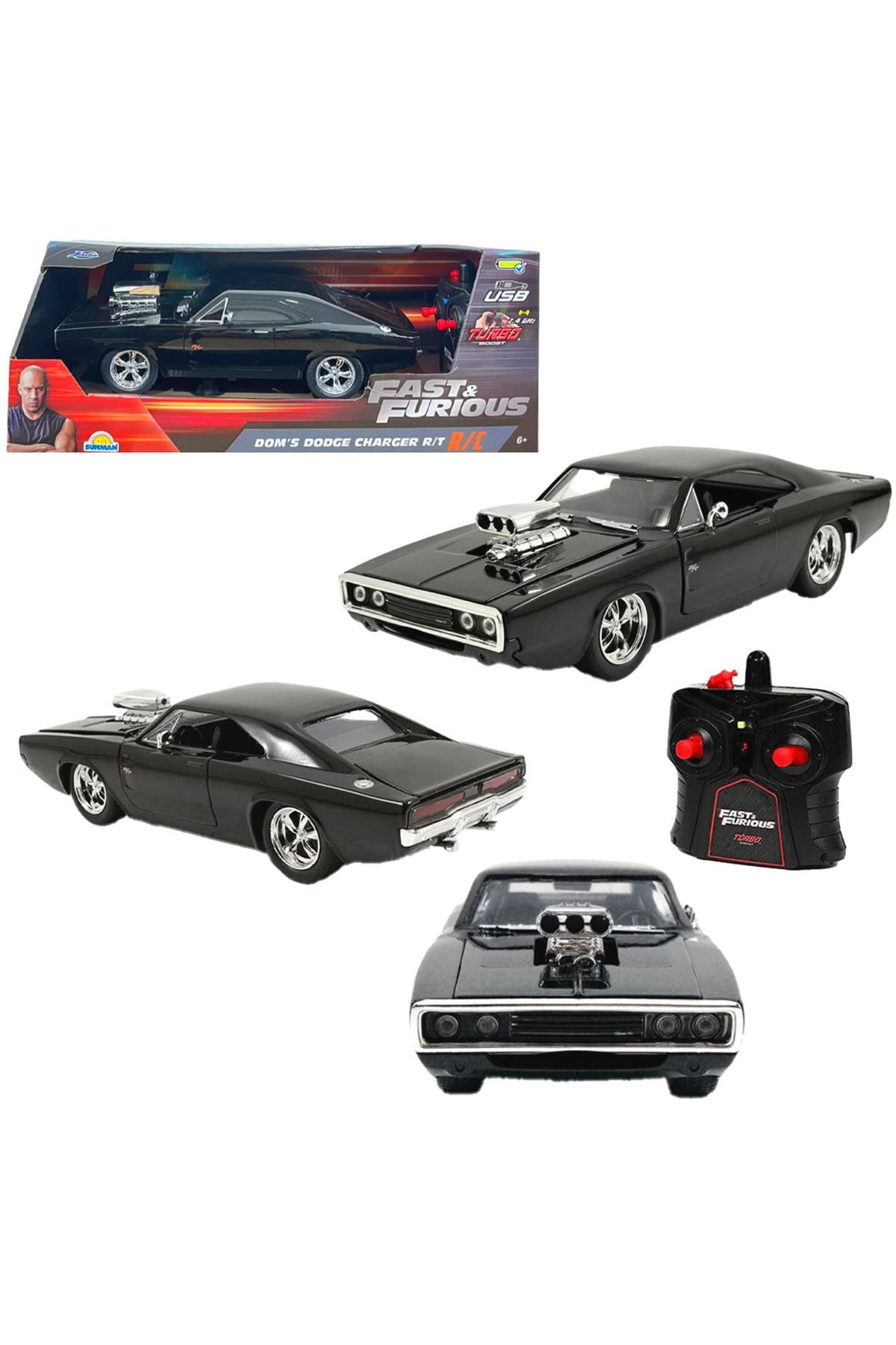 Simba SİMBA JADA FAST FURİOUS DOMS DODGE CHARGER 6004-97584 KUMANDALI 2.4GHZ R/C F/F 1:16 USB 6+