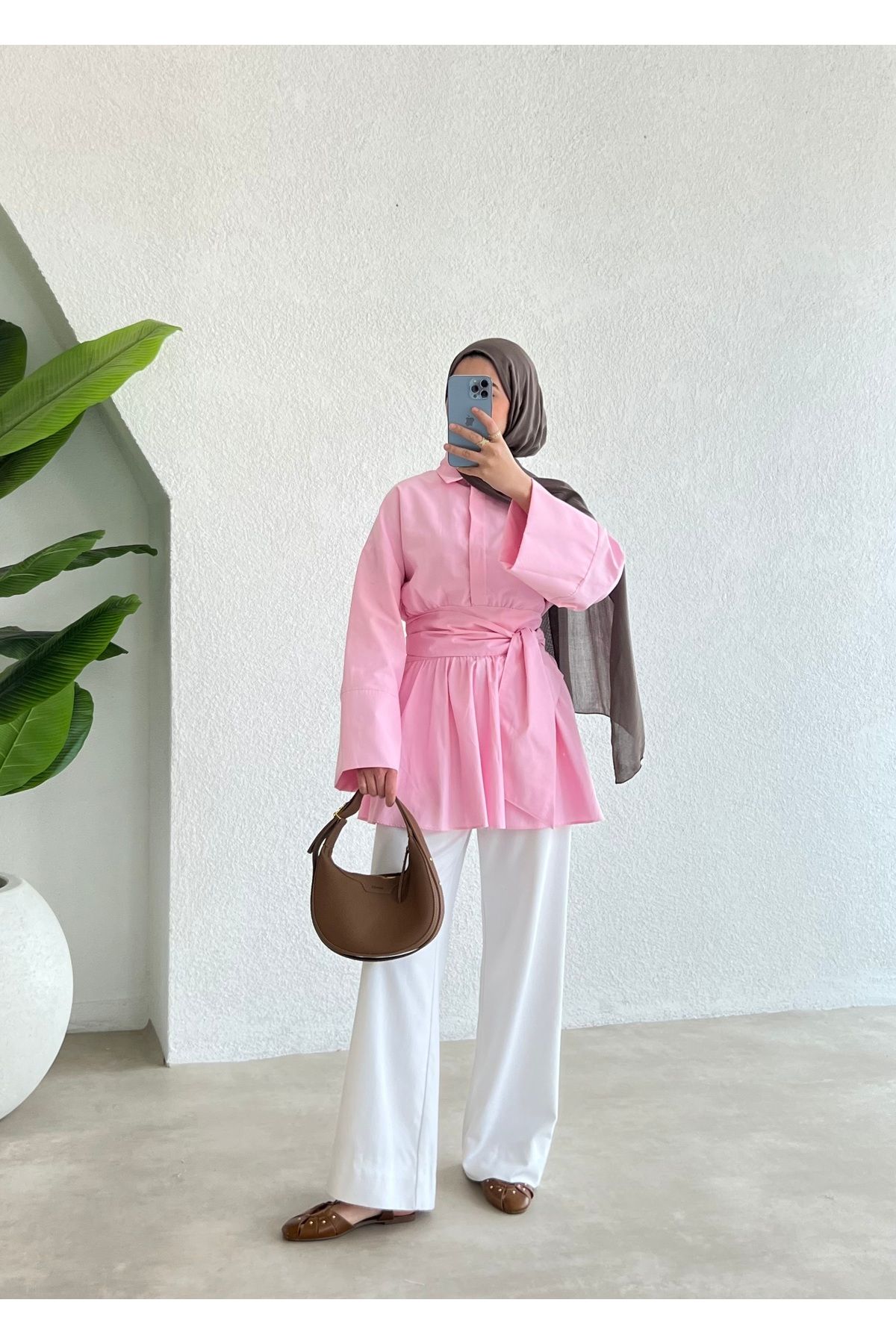 MODA AKSA BEL KUŞAK GÖMLEK
