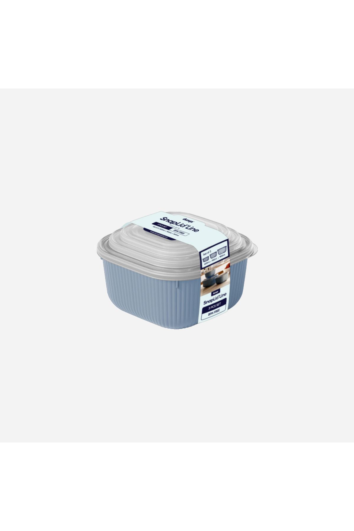 Dünya Plasik 3lü İç İçe Geçmeli Saklama Kabı Kare Set ( 600 - 1100 - 1800 ml)
