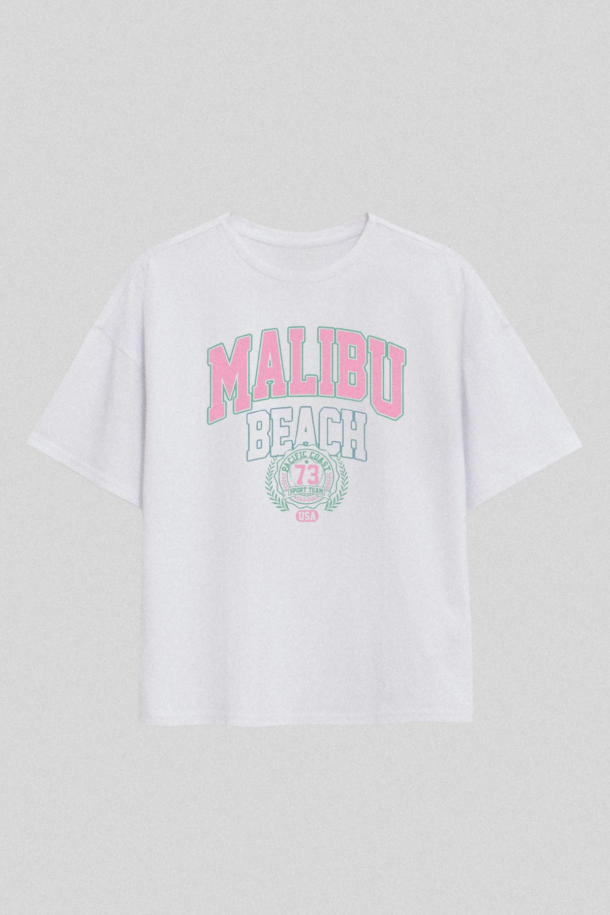 Womela Kadın Beyaz Vintage T-shirt - Malibu Beach