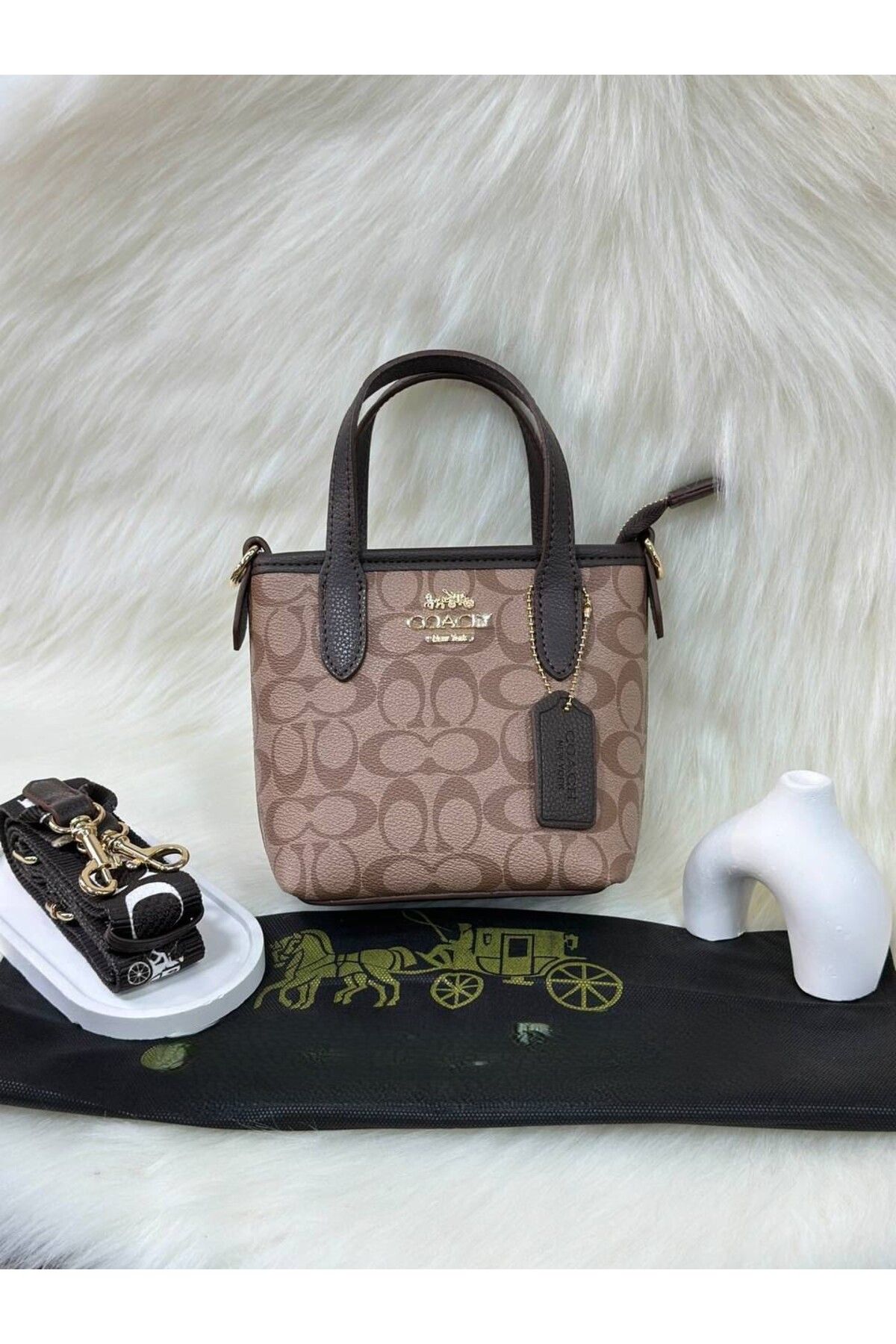 LEAUDER WOMEN KADIN MİNİ BOY GOLD AKSESUARLI ASKILI EL VE OMUZ ÇANTASI COAC-HH