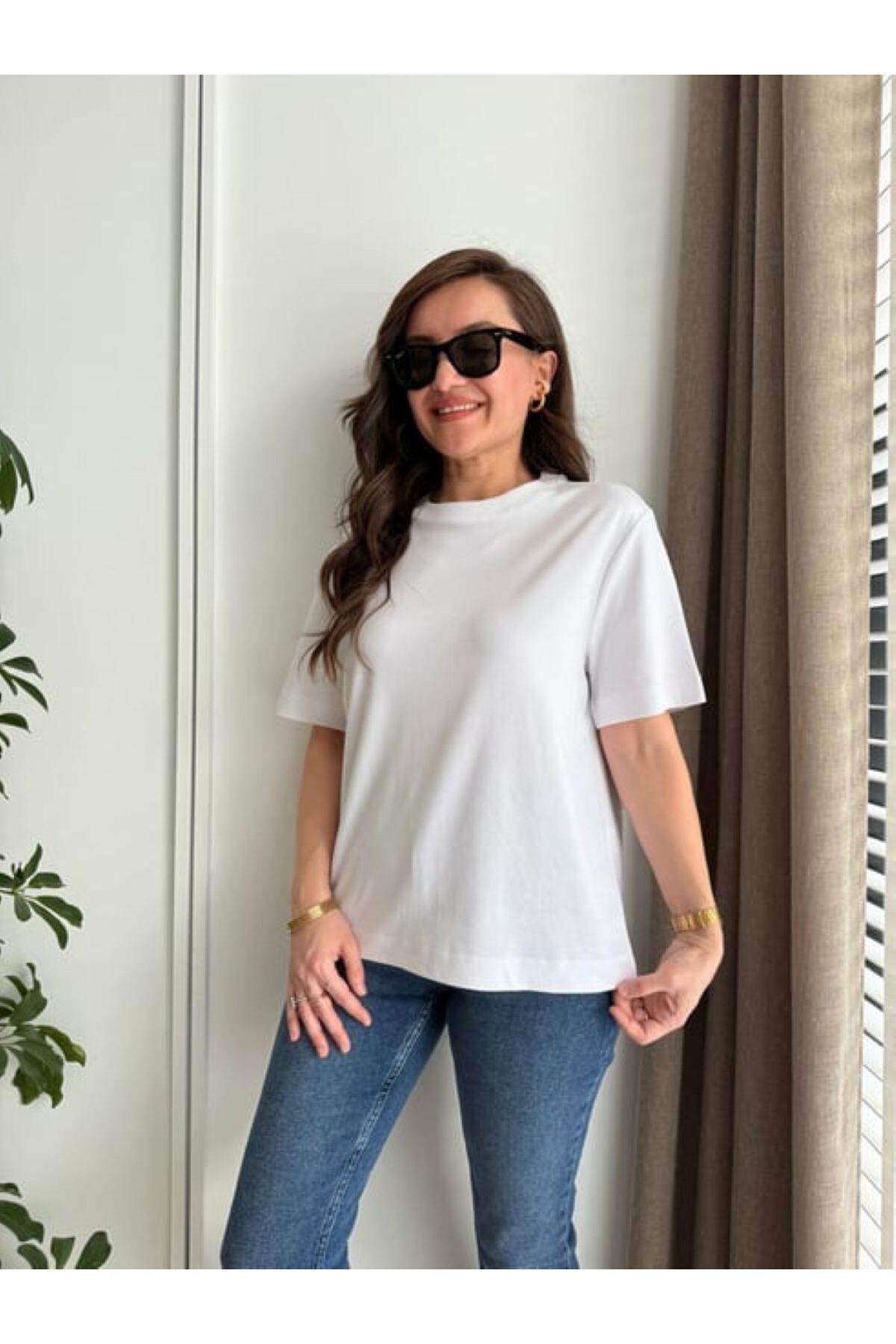 GÜLDEN KATRAN Ribana Yaka Basic Kısa Kol Tshırt