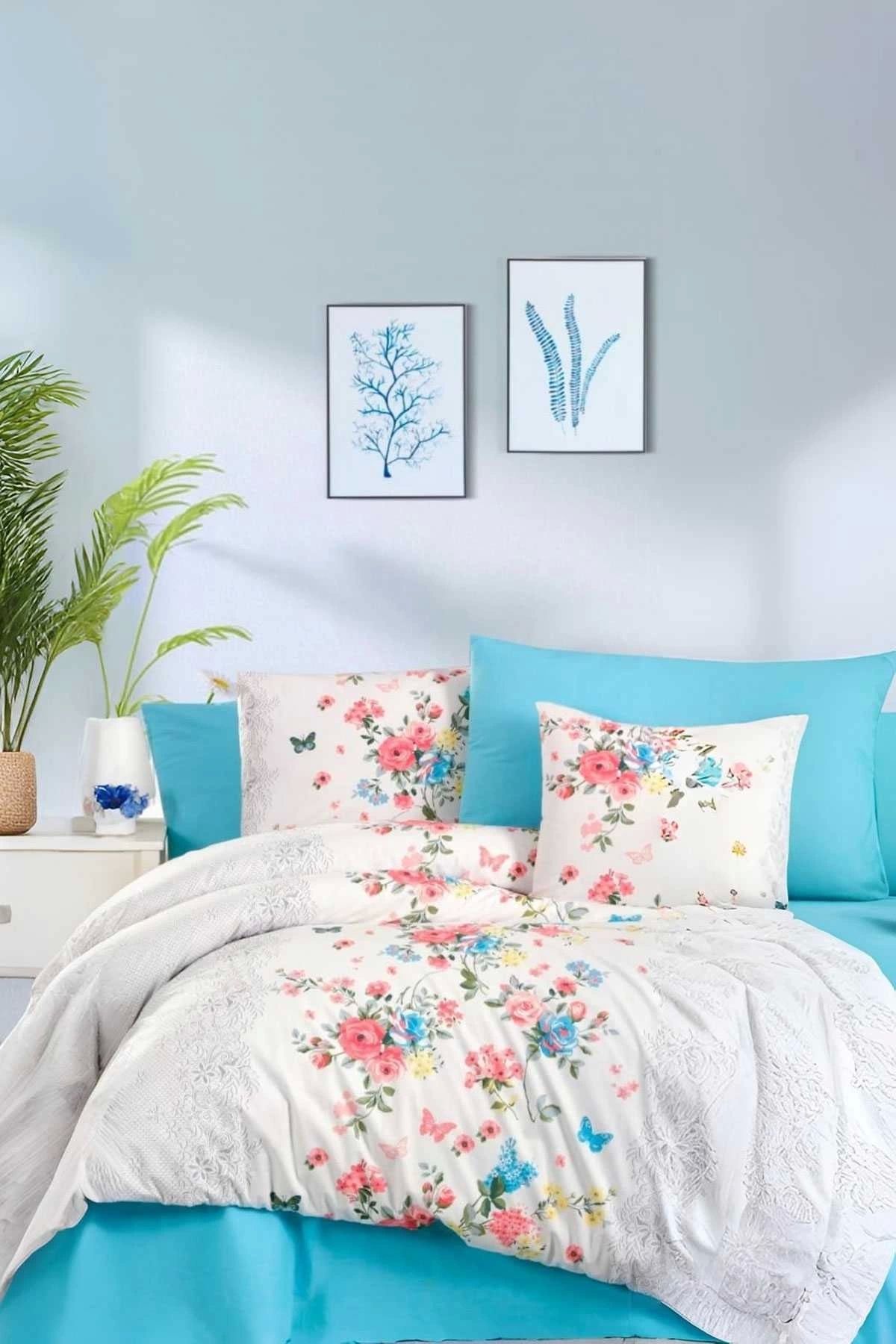 Mira Home Çift Kişilik Ranforce Nevresim Takımı %100 Pamuklu Butterfly