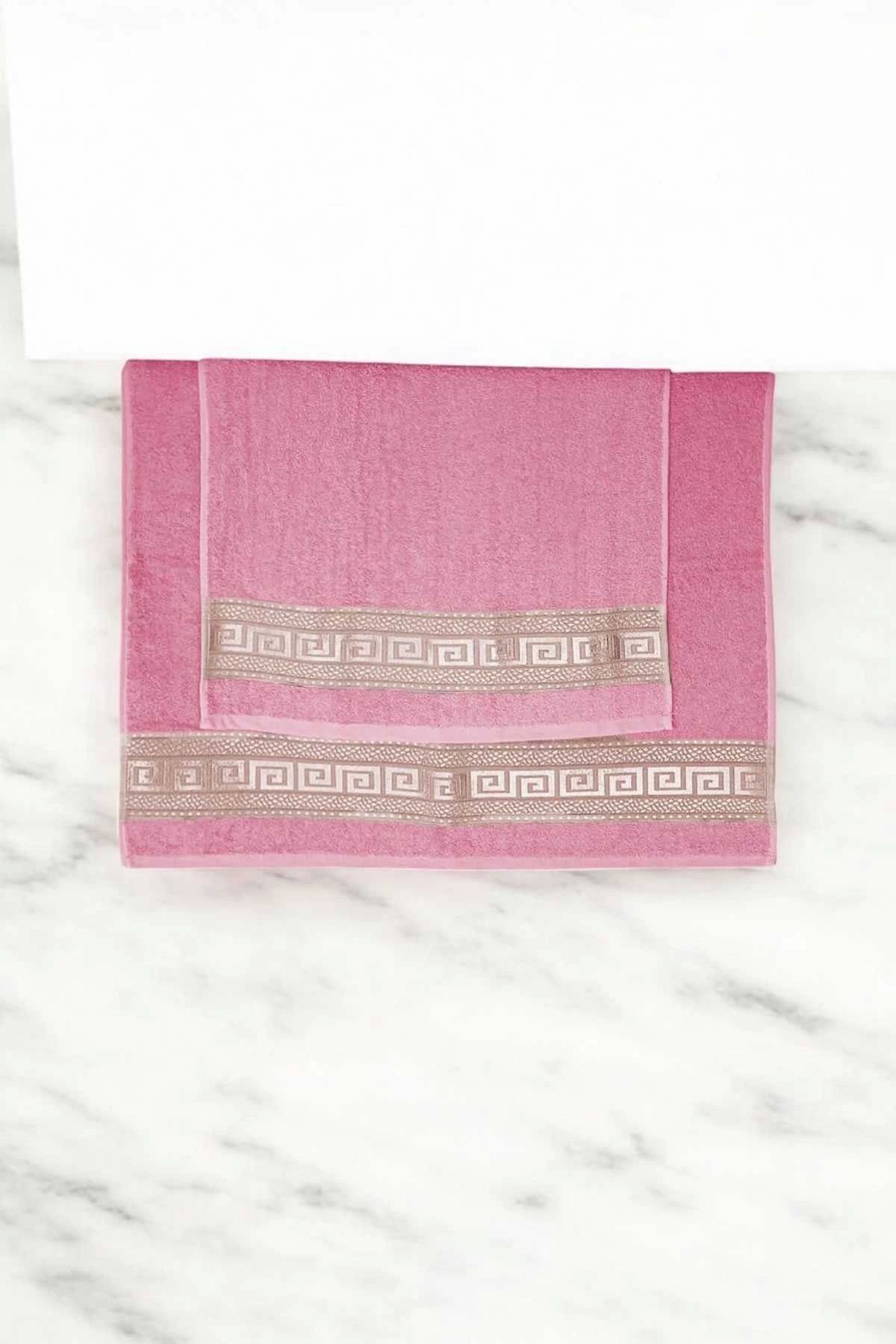 Mira Home 2 Parça Elysium Premium Banyo Havlu Seti %100 Pamuk 70x140 Cm Pembe