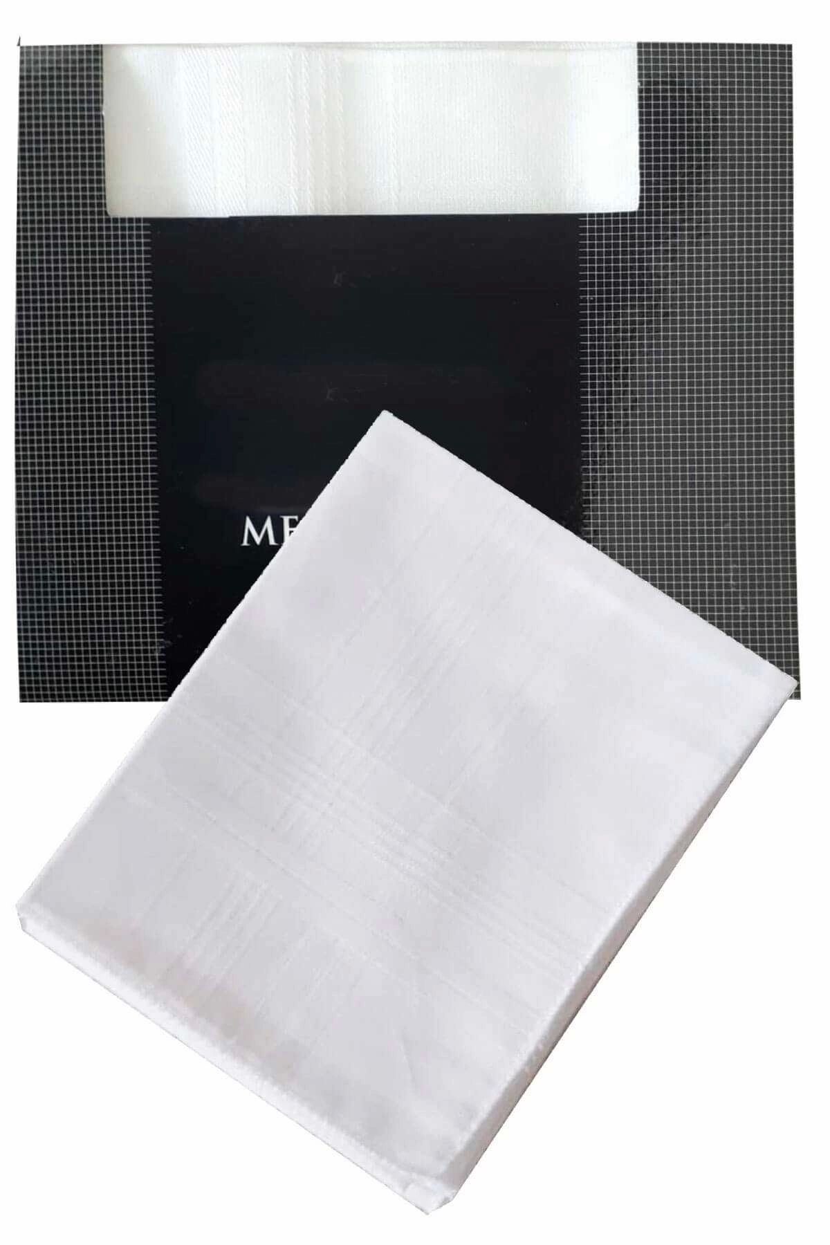 Elif Mira 3’lü Özel Paket Premium Erkek Mendil Seti %100 Pamuk 42x42 Cm Beyaz