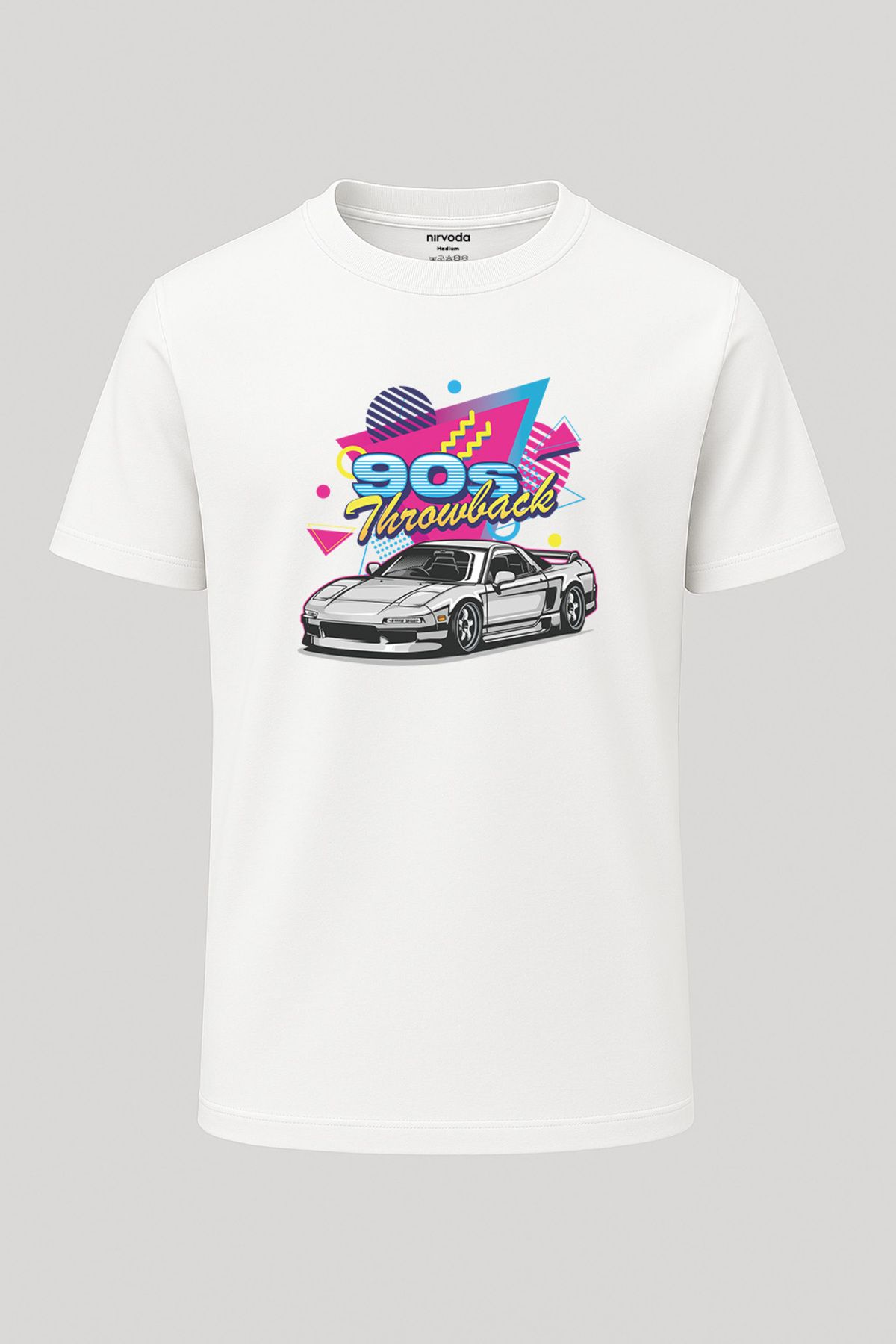 nirvoda Unisex 90lar Spor Araba Baskılı Tişört - Uzun T-shirt