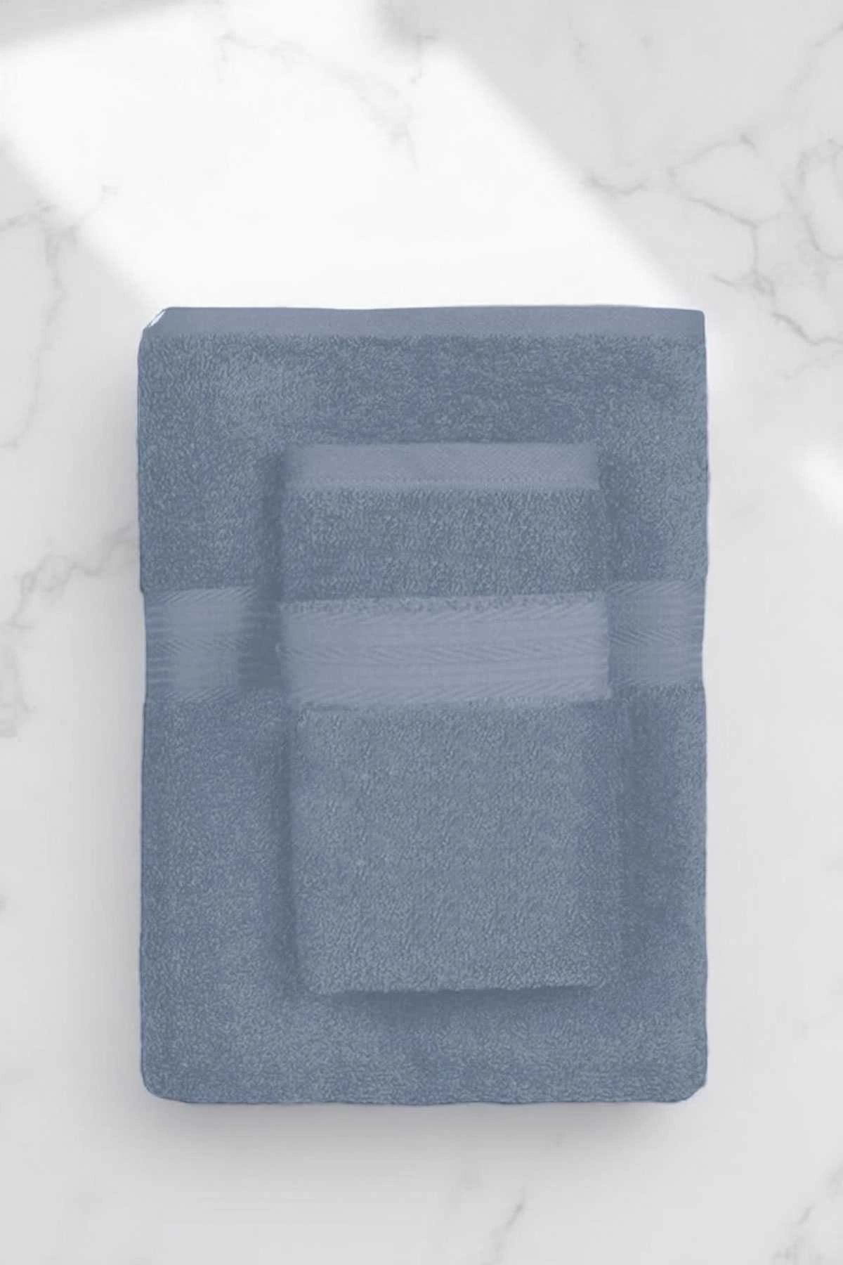 Mira Home 2 Parça Battal Lüks Premium Banyo Spa Havlu Takımı 90x170 Cm İndigo
