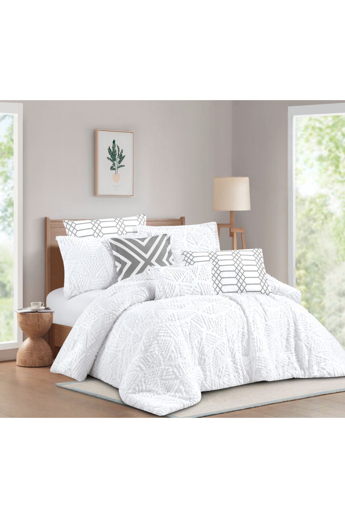 Levore-Livori comforter set, made of durable and soft fabric, with a modern and distinctive pattern that satisfies all tastes, 8 pieces, king size 2