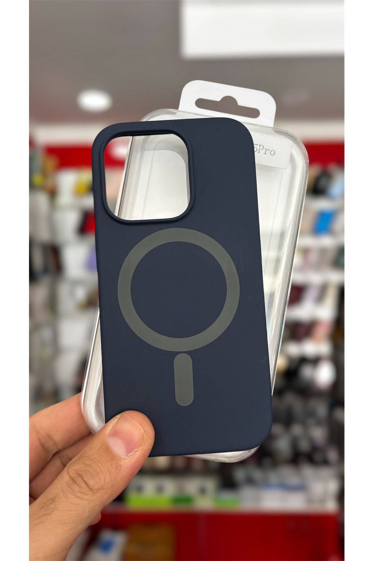 darkpower Apple İPhone 15 Pro Magsafeli İçi Kadife Dokulu Kir Tutmaz Silikon Lacivert Kılıf