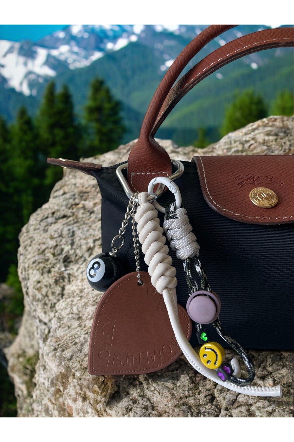 Sheymace Trend Kalp & 8 Numara Bilardo Topu Çanta Süsü Charm (Çanta Dahil Değildir)