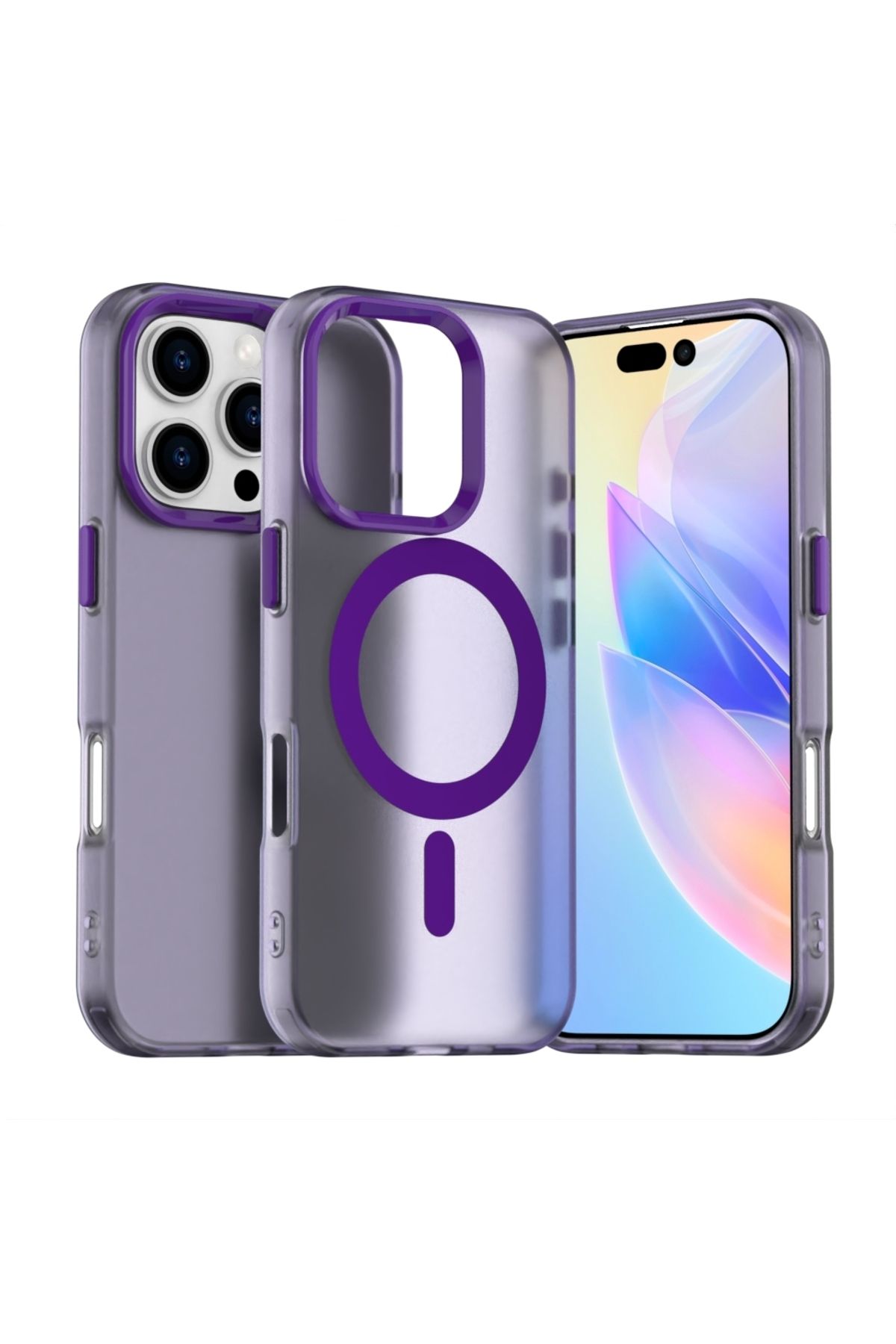 Deppo Trend iPhone 15 Pro Max Uyumlu Kılıf Buzlu Mat Sararmayan Magsafe İçin Uygun Renkli Manyetik Sert Kapak
