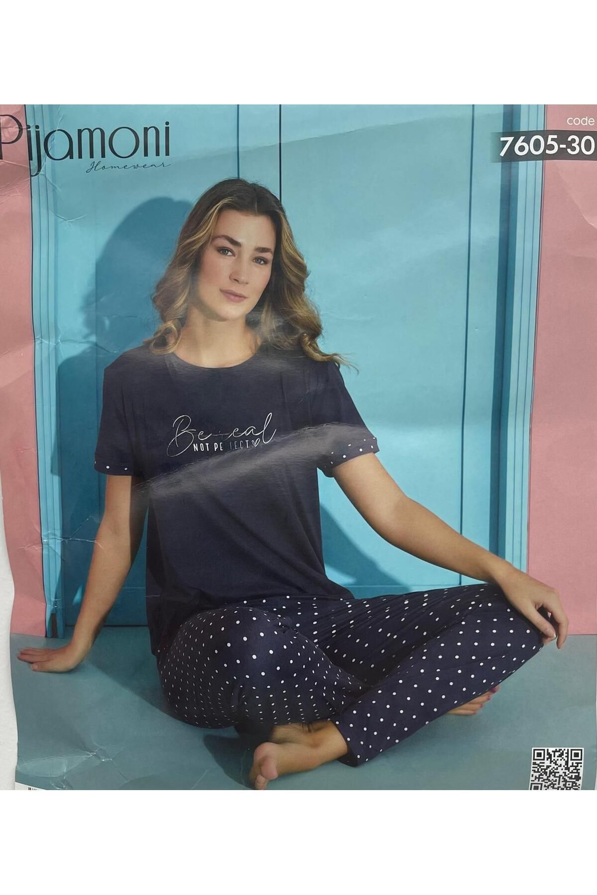 Pijamoni KOYU GRİ RENK MILAN KUMAŞ KADIN PİJAMA TAKIMI