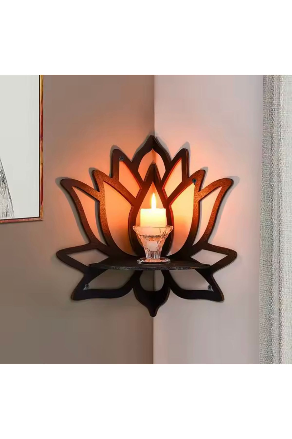BGA duvara monte Lotus çiçeği mum raf standı lotus askılık duvar askısı raf