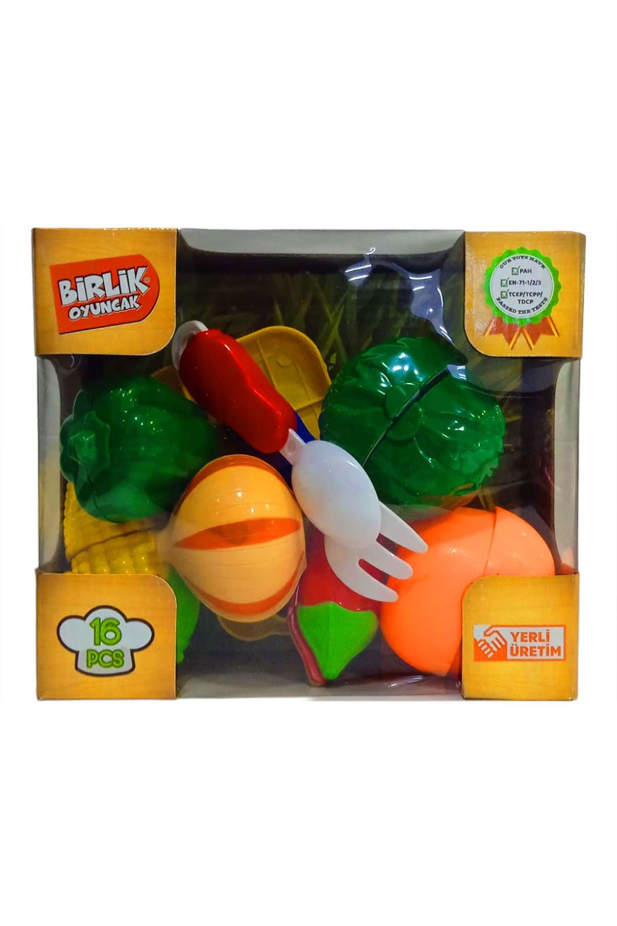 Birlik Oyuncak KESİLEBİLEN MEYVE SEBZE URT007-KUTU-1A-B-C 16 PARÇA 3+