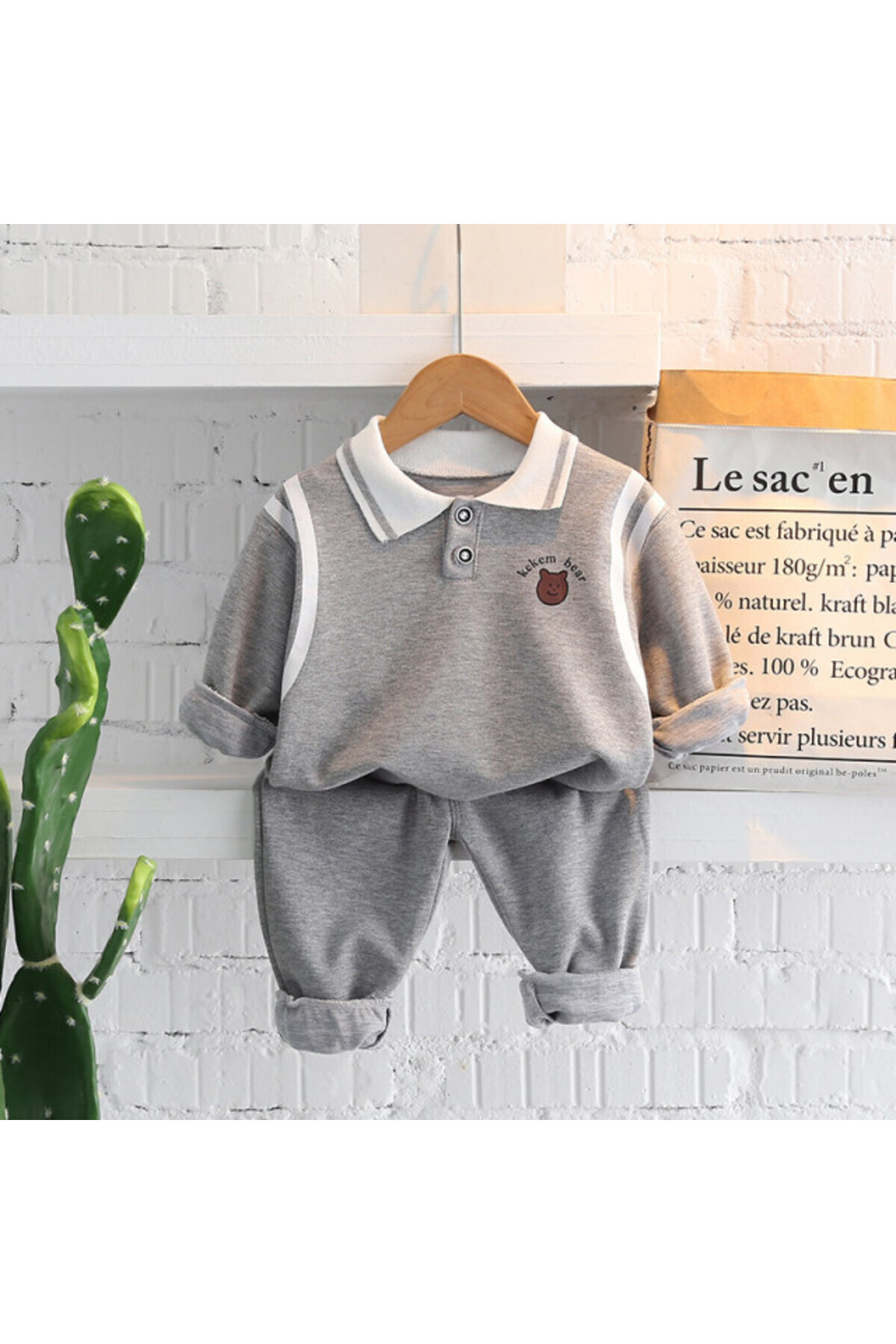Superbaby-Compleu gri pentru baietei - Teddy 2