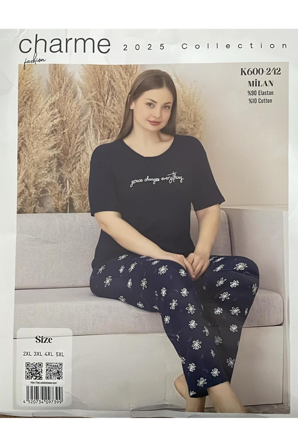 CHARME MİLAN KUMAŞ BÜYÜK BEDEN RAHAT PİJAMA TAKIMI