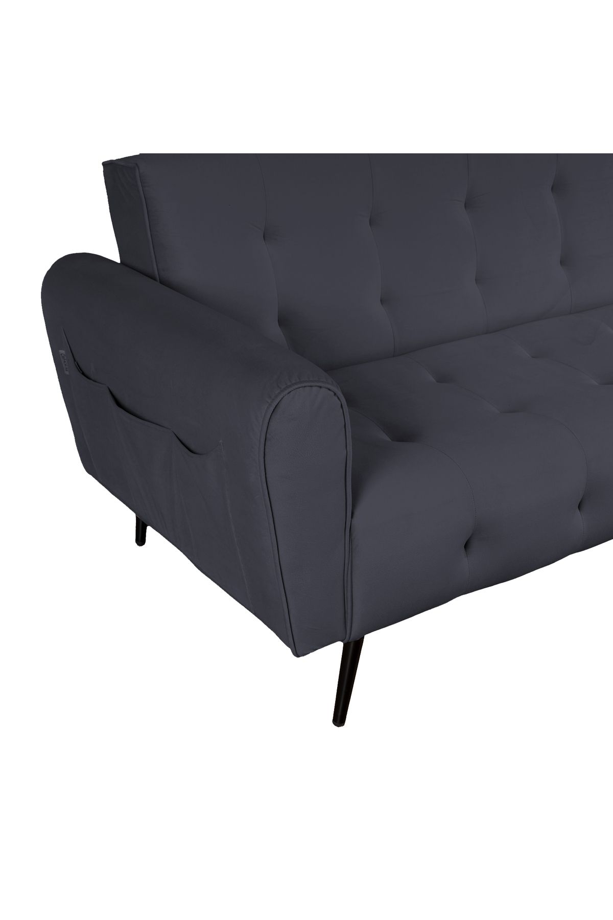 Lazy Vibes-moon | 2 In 1 Sofabed Velvet Upholstered - Dark Gray 4