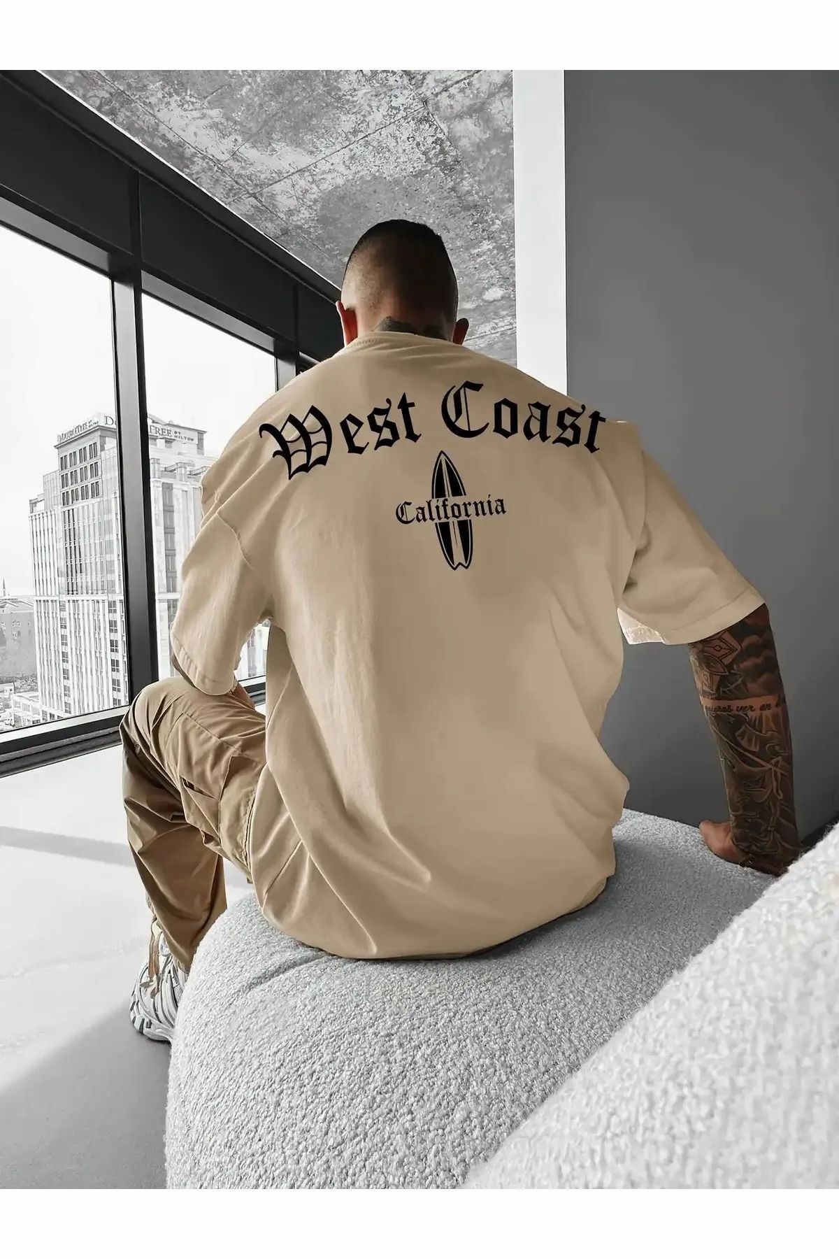 ship master Erkek Gotik Harf & Sörf Tahtası Baskılı Tişört - Rahat, Bol Kesim, Kısa Kollu, Polyester