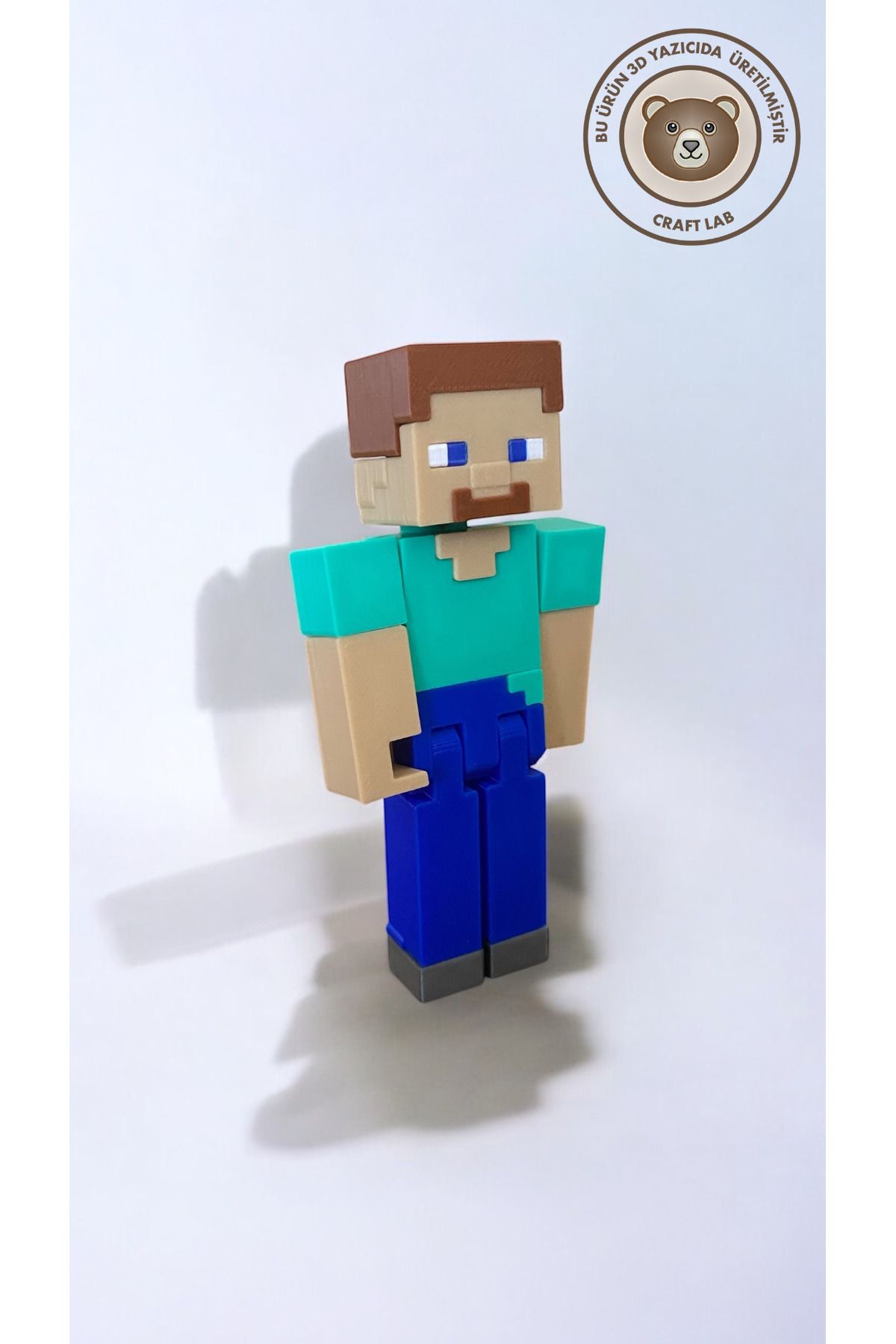 craftlab Steve Blok ve Pixel Temalı Oynar Kafa-Kol-Bacaklı Figür Minecraft 10 Cm