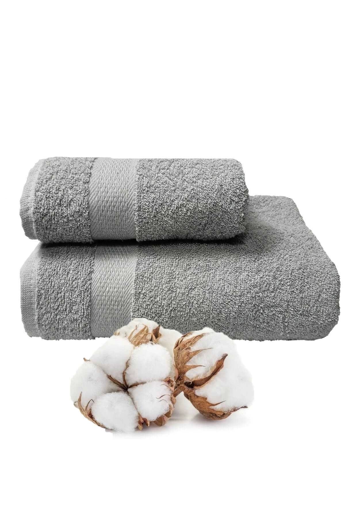 Mira Home 2 li Banyo Havlu Takımı %100 Pamuklu Dry Açık Gri