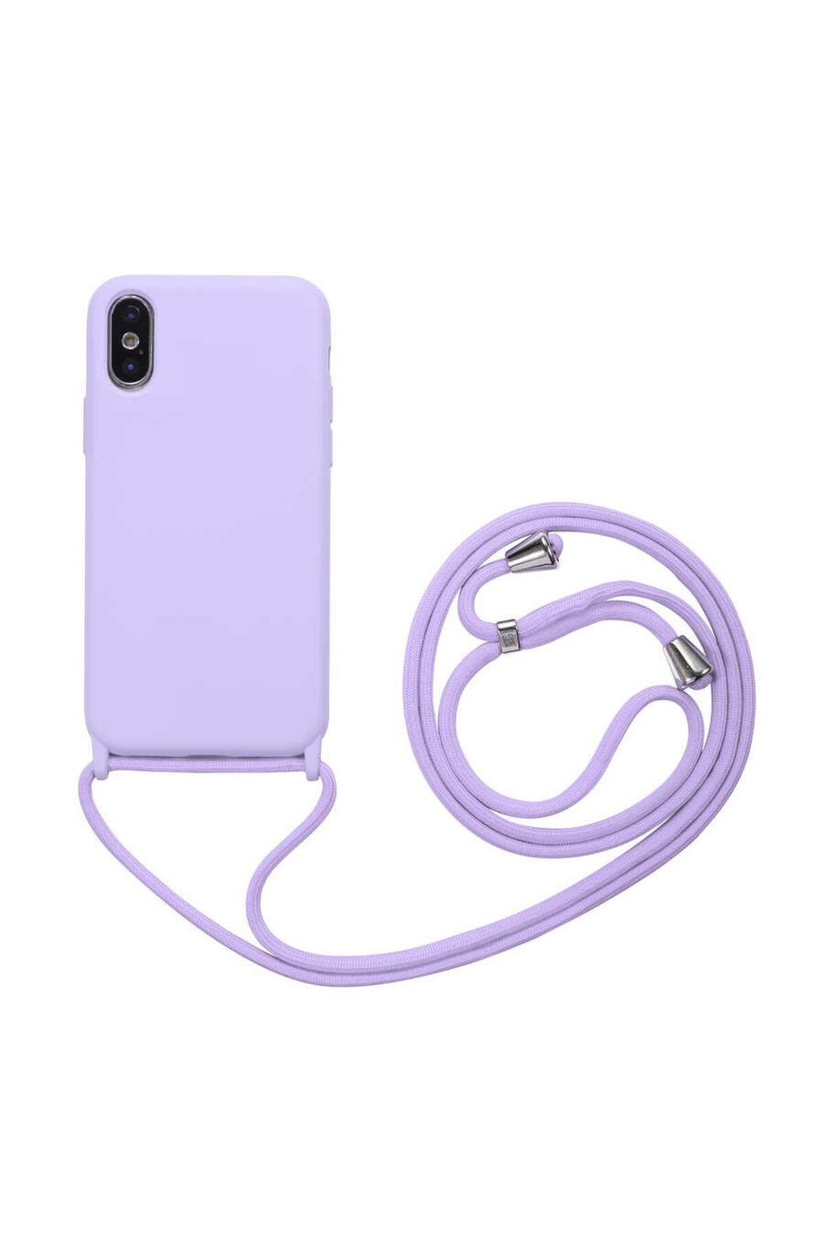 RONA STORE iphone X/XS Uyumlu Boyun Askılı İç Kısmı Kadife Ropi Seyahat Kılıfı