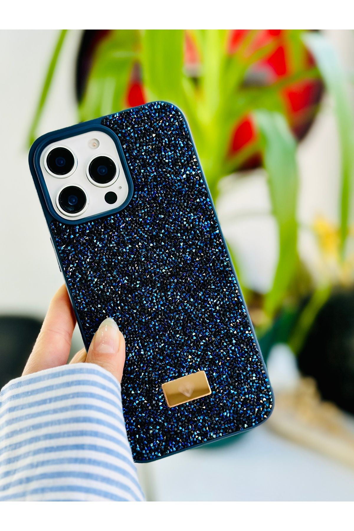 Go Aksesuar Iphone 16 Promax Uyumlu ELMAS Tasarımlı Taşlı Işıltılı Parlak Pırlanta Silikon Kılıf