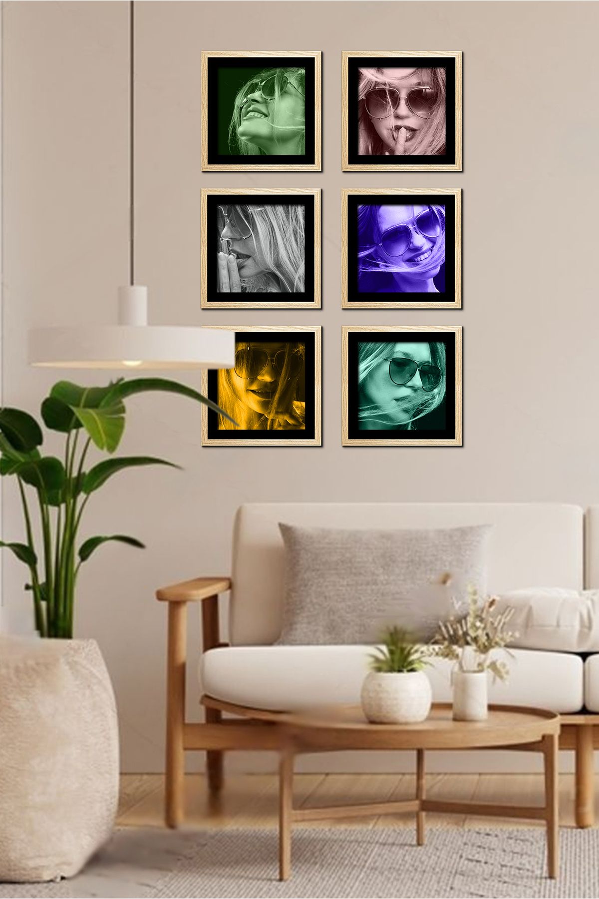SILVERWOOD Doğal ahşap, Sök-tak, Paspartulu, 19 cm x 19 cm. Kare Fotoğraf Çerçevesi - 6'lı paket