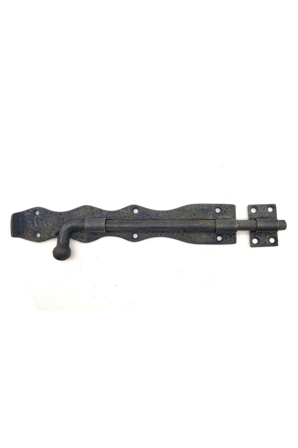 Goldhouse Antika Tarz Dekoratif Pirinç Dövme Kapı Sürgüsü - 25cm, Oksit