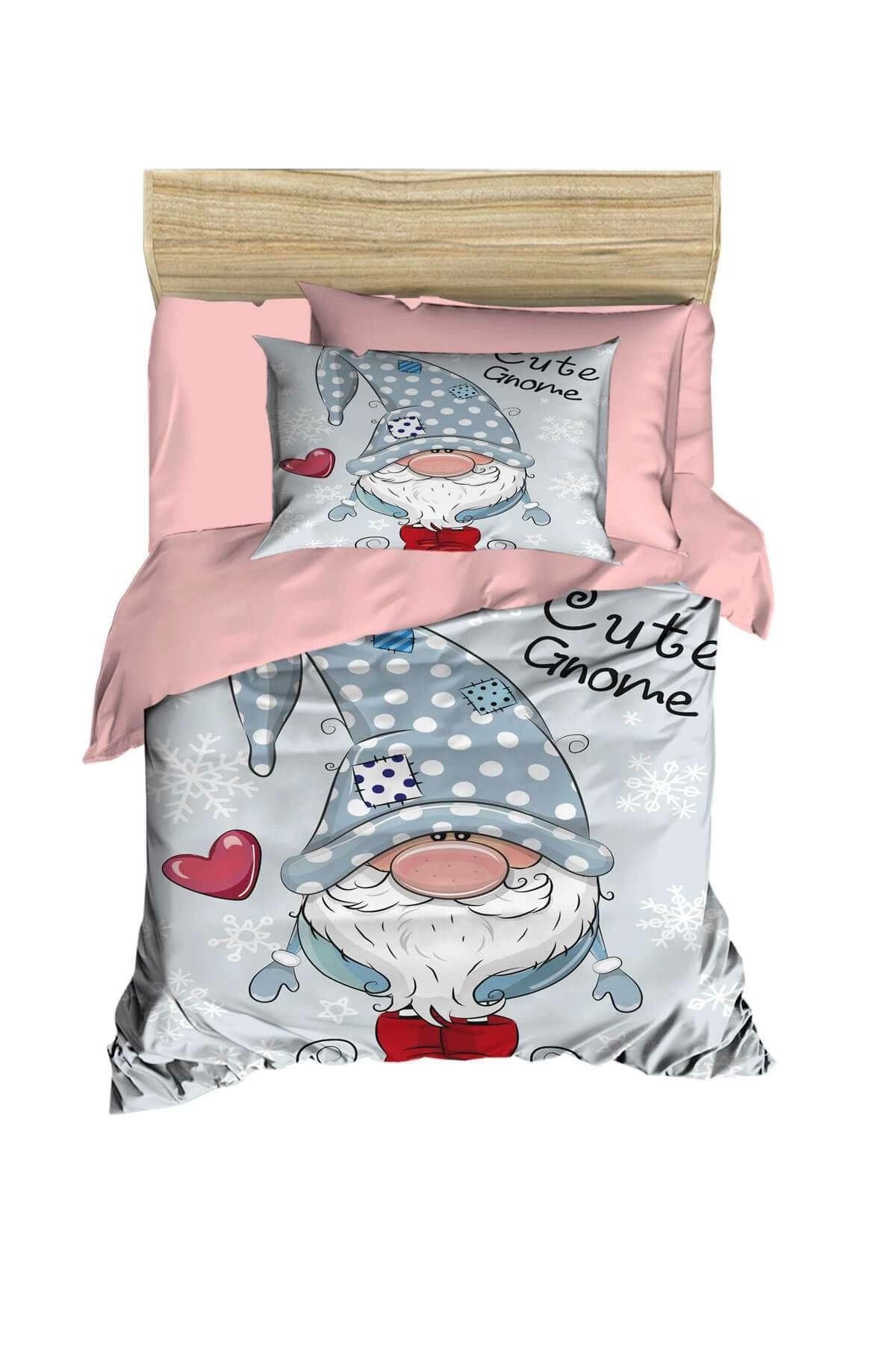 Mira Home Dijital Baskılı 3d Pamuklu Yenidoğan Bebek Nevresim Takımı Cute Gnome Pink