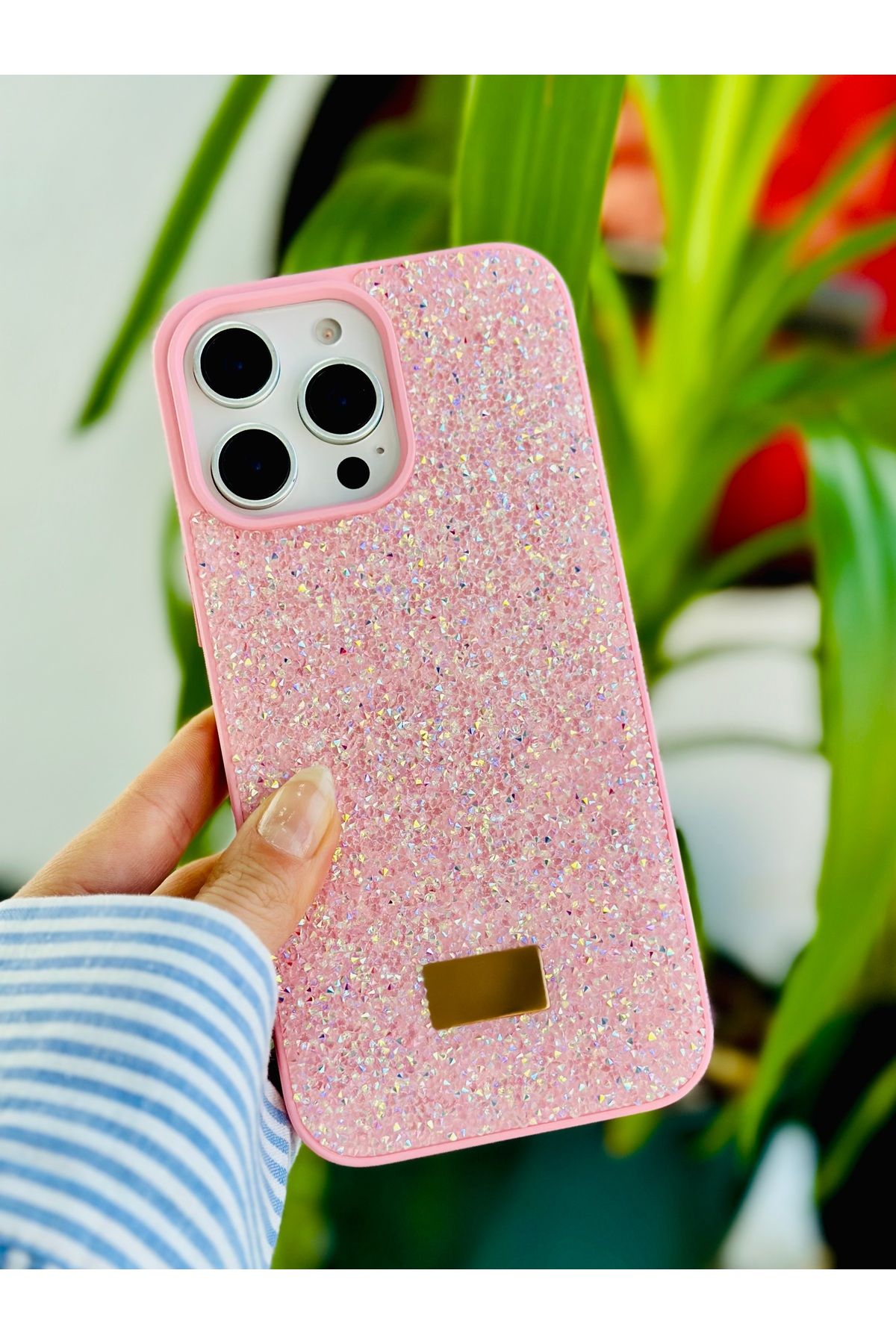Go Aksesuar Iphone 16 Promax Uyumlu ELMAS Tasarımlı Taşlı Işıltılı Parlak Pırlanta Silikon Kılıf