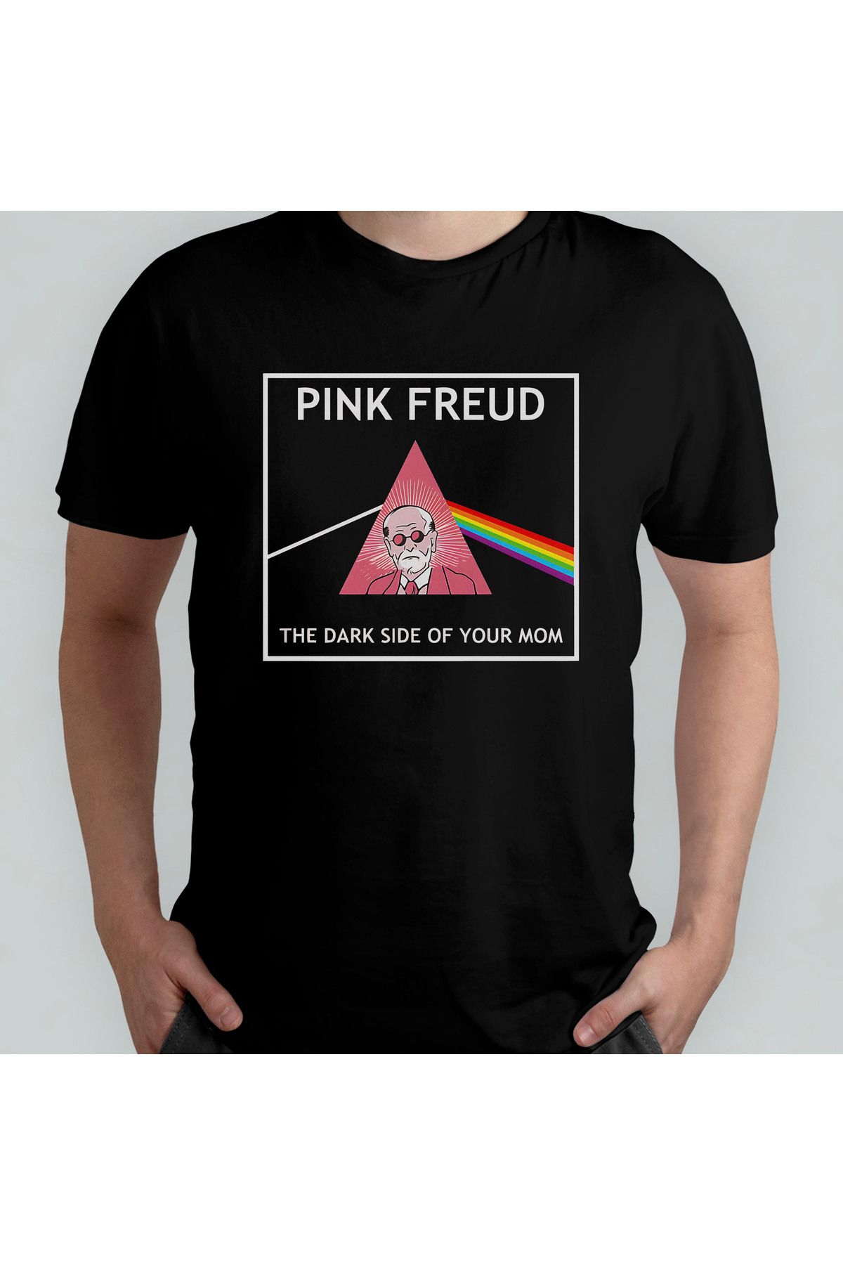 Pixxa Pink Freud The Darkside of Your Mom Unisex %100 Pamuklu Bisiklet Yaka T-Shirt Model 2