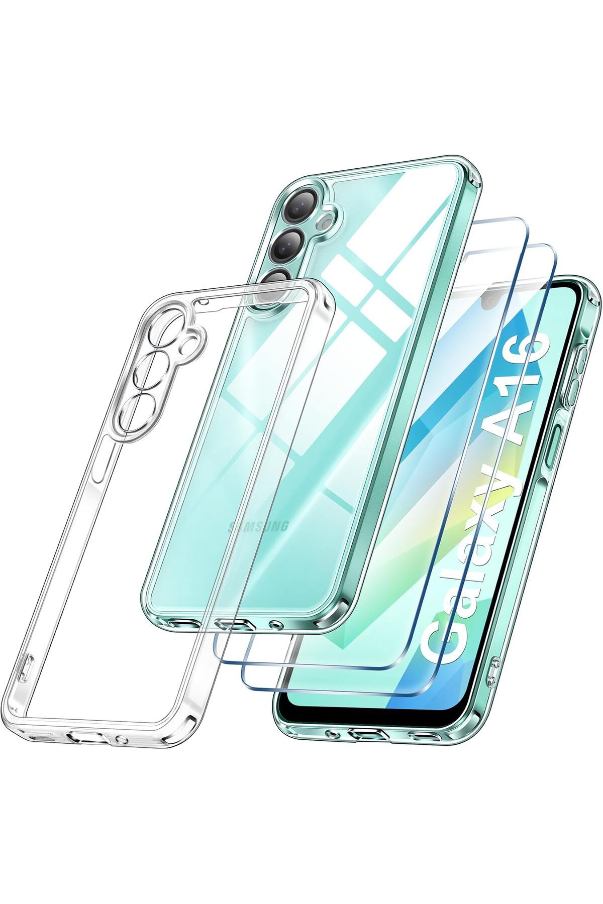 Rivor Samsung Galaxy A16 Uyumlu Kılıf Kamera Çıkıntılı Şeffaf İnce Silikon Kapak + 9H Ekran Koruyucu Set