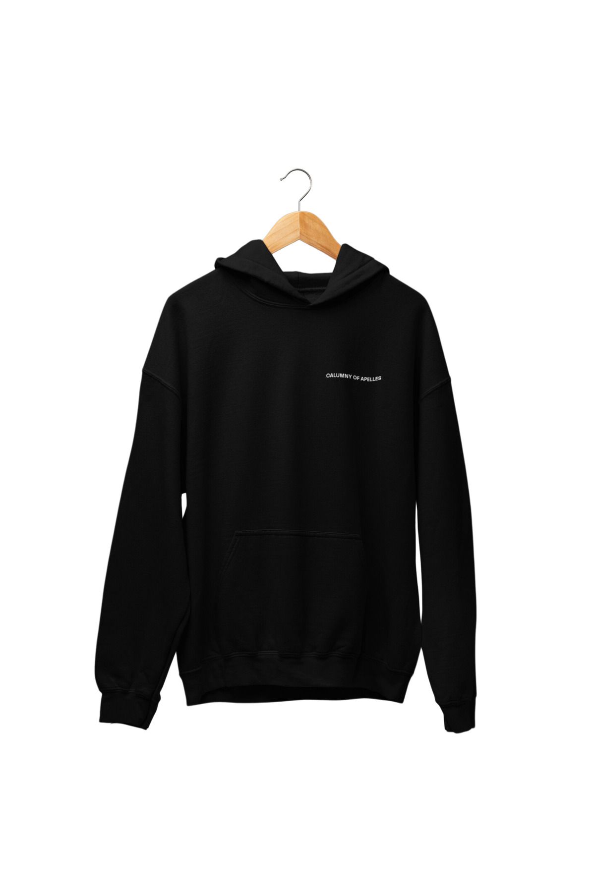 ick artwear APELLES BASKILI SİYAH 3 İP ŞARDONLU KAPÜŞONLU SWEATSHİRT
