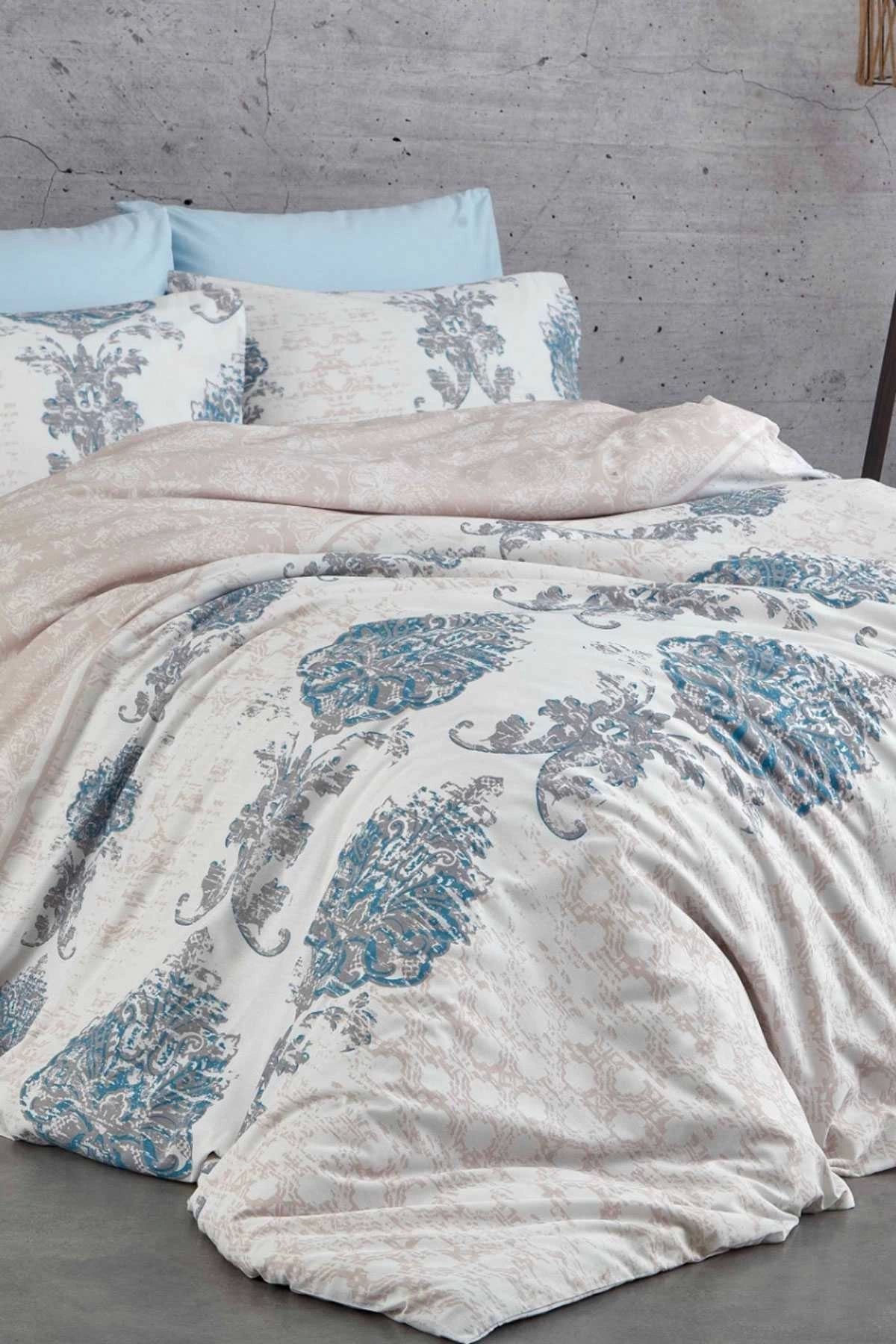 Mira Home Çift Kişilik Nevresim Takımı Pamuklu Mavi Asalet