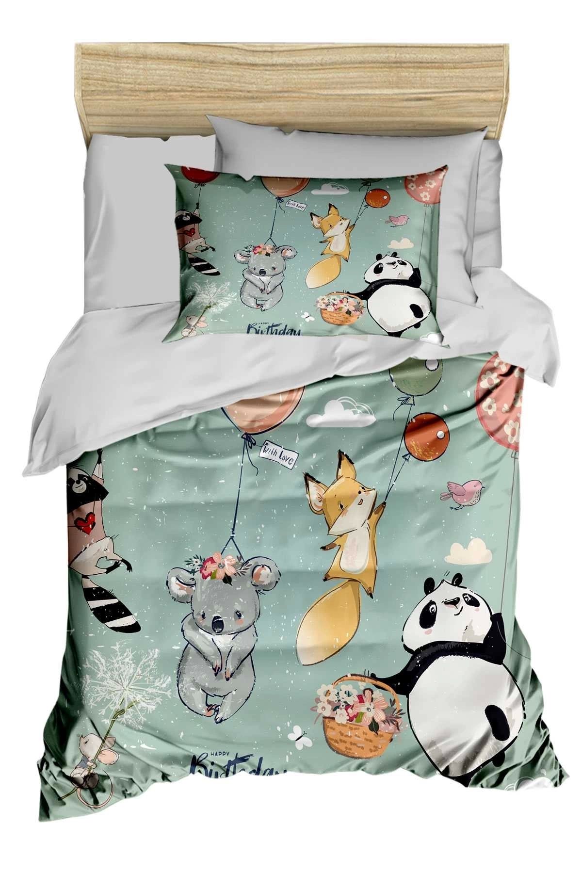 Mira Home Yenidoğan Kız / Erkek Unisex Bebek Nevresim Takımı %100 Pamuklu Sevimli Hayvanlar