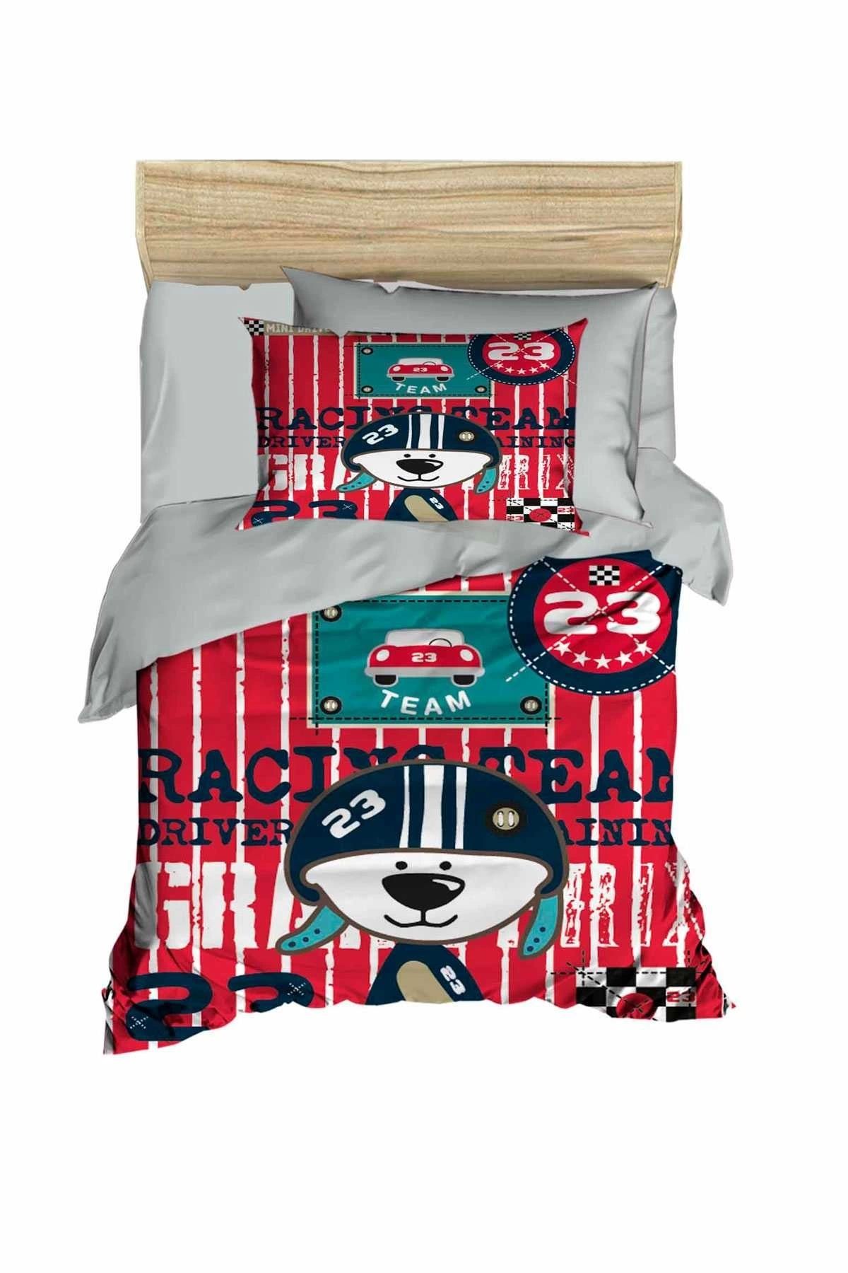 Mira Home Yenidoğan Erkek Bebek Nevresim Takımı %100 Pamuklu Racing Team