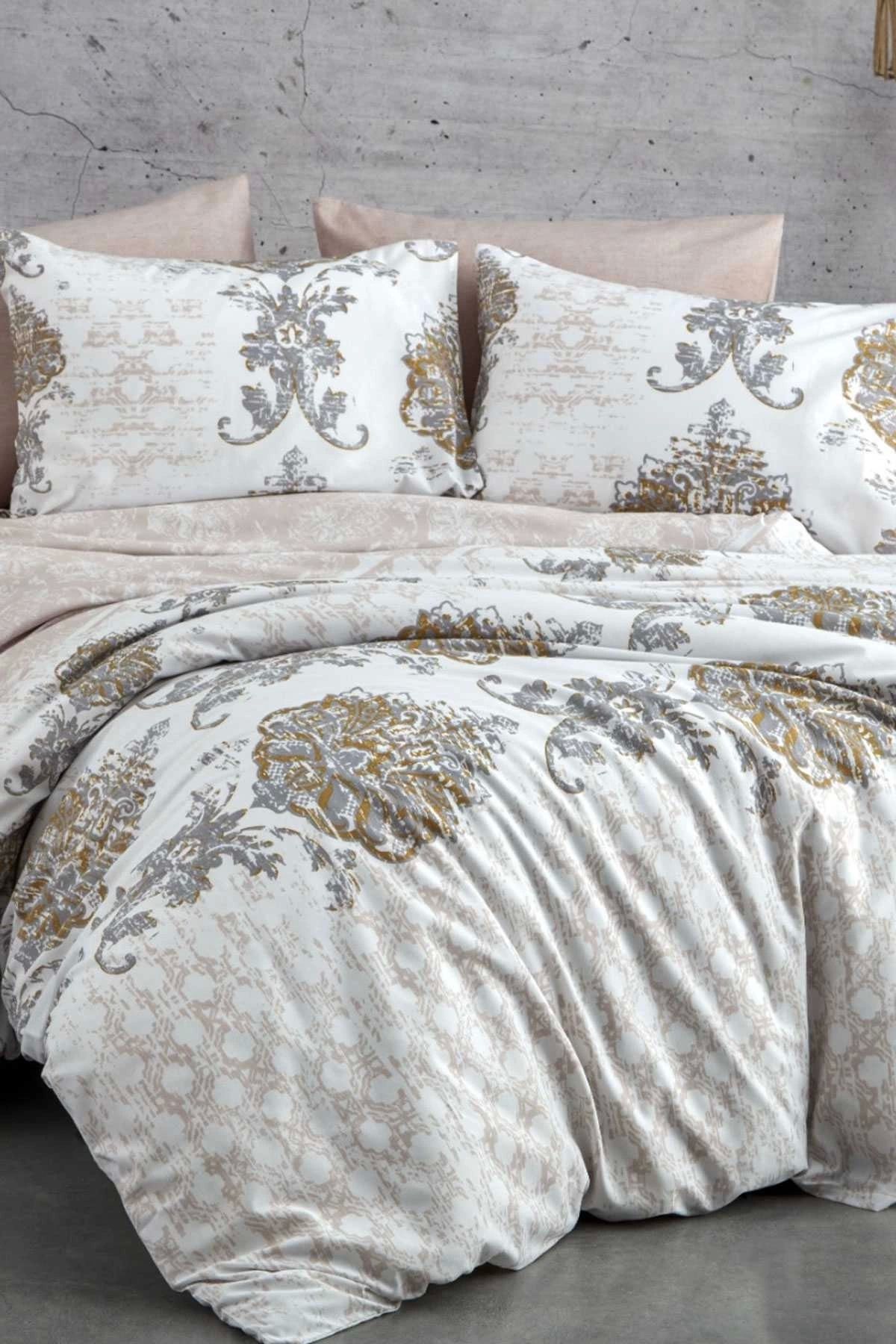 Mira Home Çift Kişilik Nevresim Takımı Pamuklu Bej Asalet