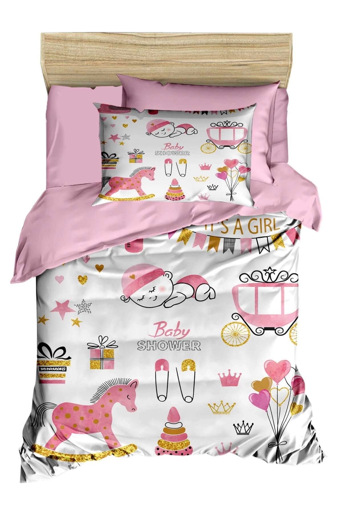 Mira Home Dijital Baskılı 3d Pamuklu Yenidoğan Bebek Nevresim Takımı Happy Baby Shower