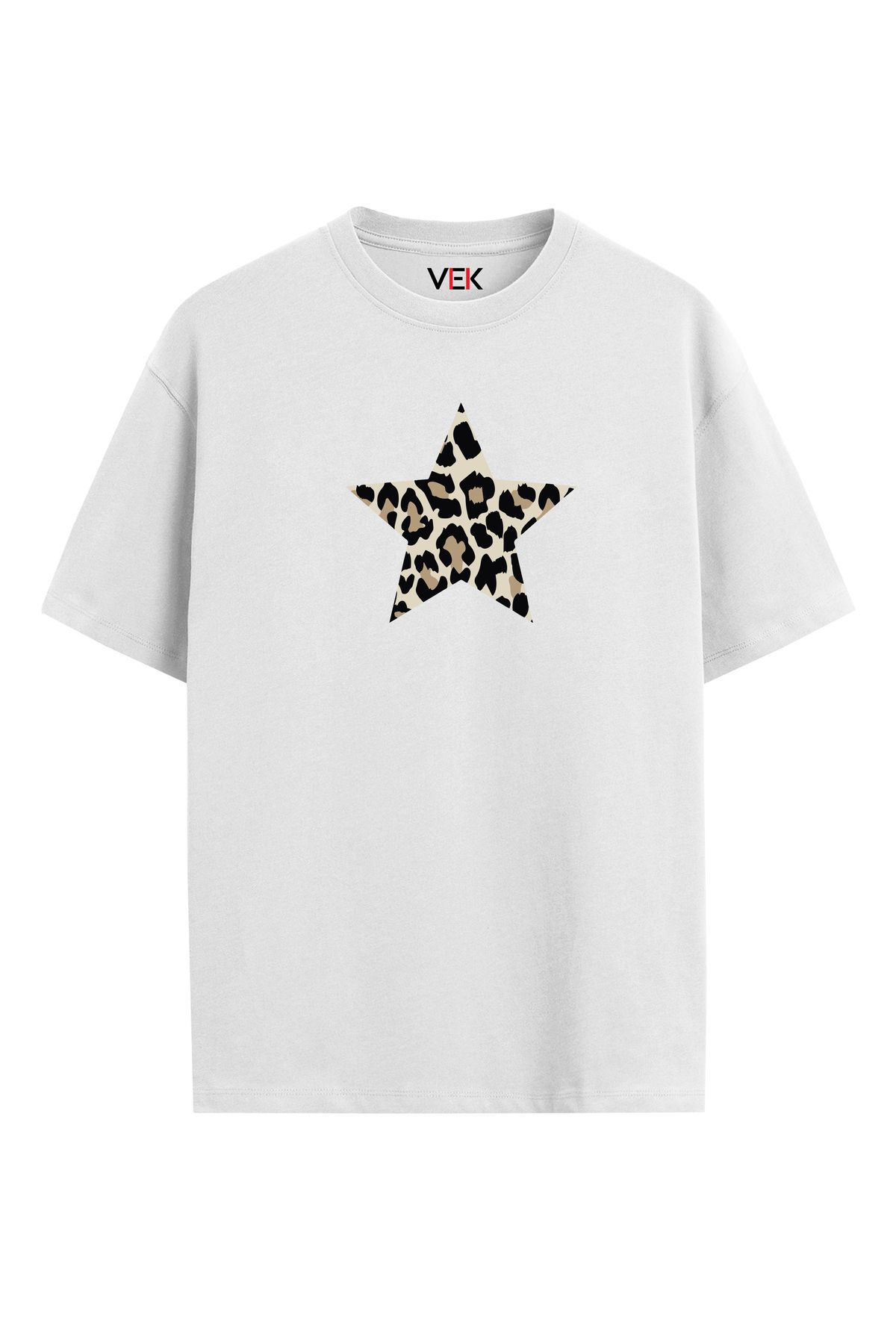 VEK Oversize T-Shirt Leopar Desenli Star