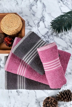 Mira Home 4 lü Kadın Erkek Banyo Havlusu Takımı Oscar Mürdüm Antasit