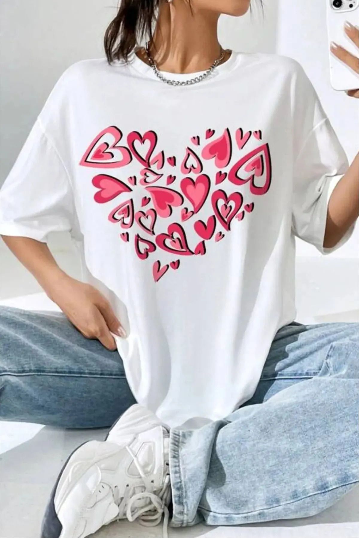 FeaR LeeS Kalpli Grafik Kadın T-shirt