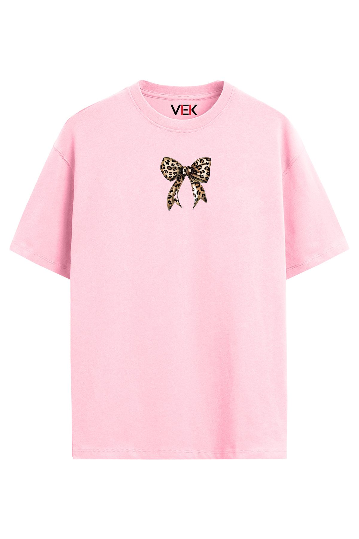VEK Oversize T-Shirt Leopar Desenli Kurdele