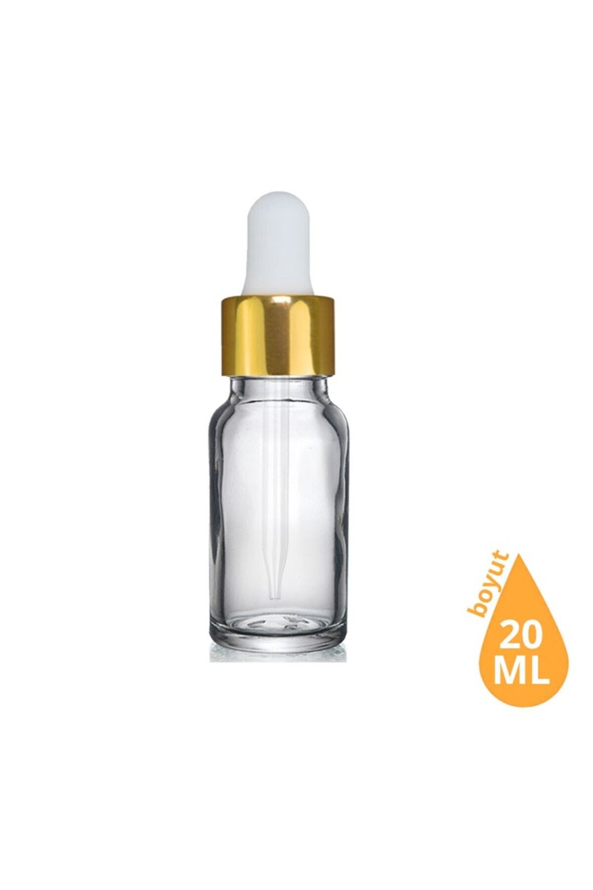 makrobay 20 Ml Altın Başlıklı Damlalıklı Şeffaf Cam Şişe 10 Adet