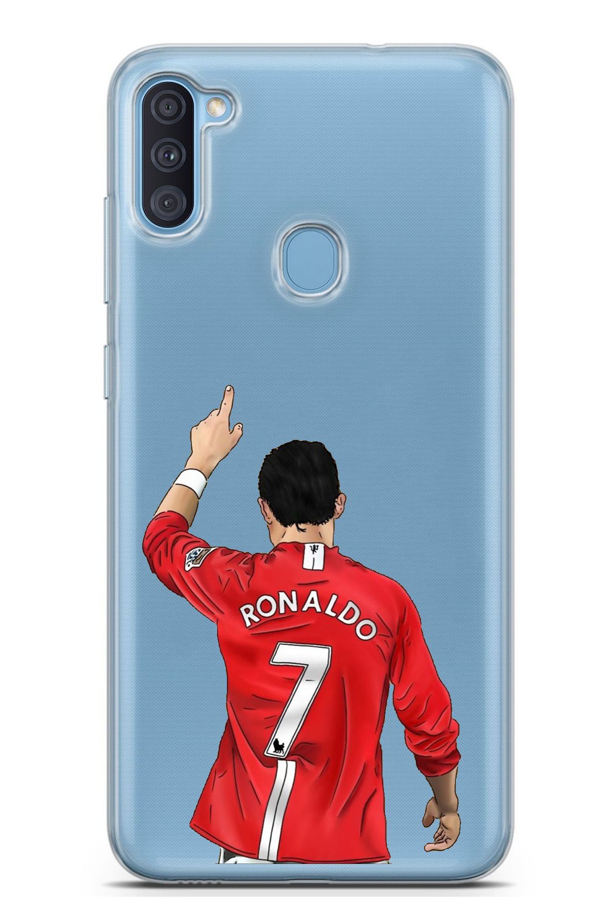 TechTree Galaxy A11 - M11 Uyumlu C. Ronaldo Forma Tasarımlı Şeffaf Silikon Kılıf
