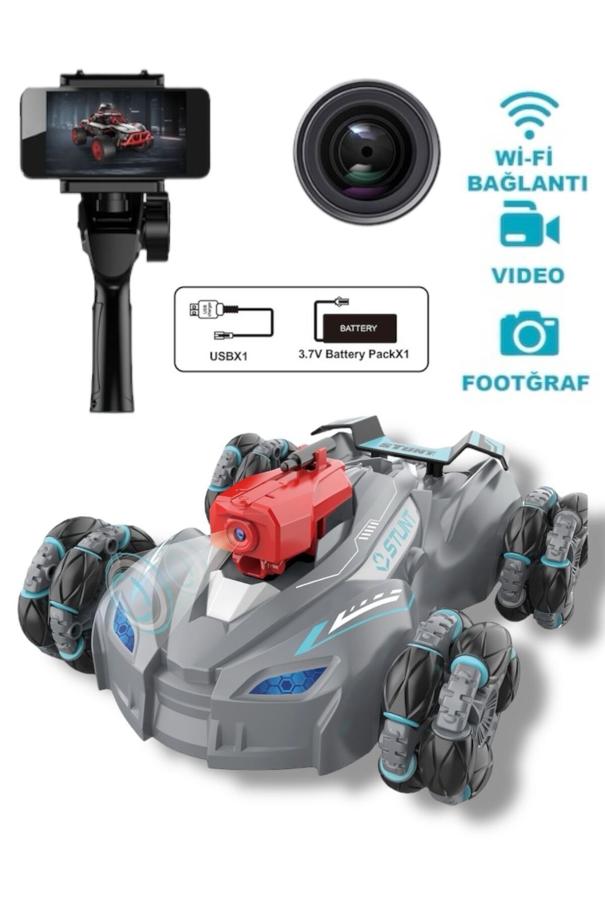 VARDEM OYUNCAK 93886 WİFİ KAMERA ÖZELLİKLİ ŞARJLI FULL FONKSİYONLU UZAKTAN KUMANDALI OYUNCAK ARABA