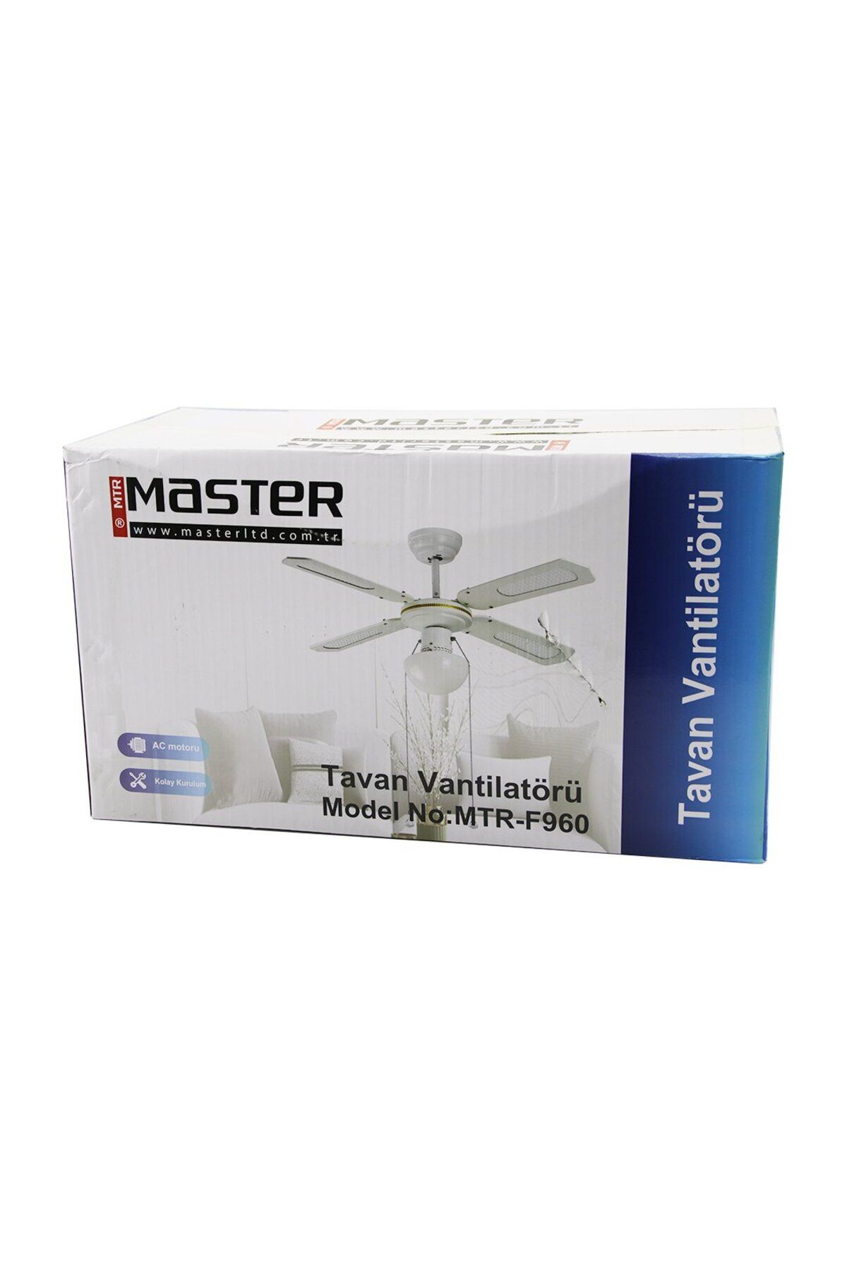 Light up MASTER MTR-F960 BEYAZ METAL GÖVDE - BEYAZ AHŞAP 4-KANAT2İN1=TAVAN VANTİLATÖR - AVİZE 42&q